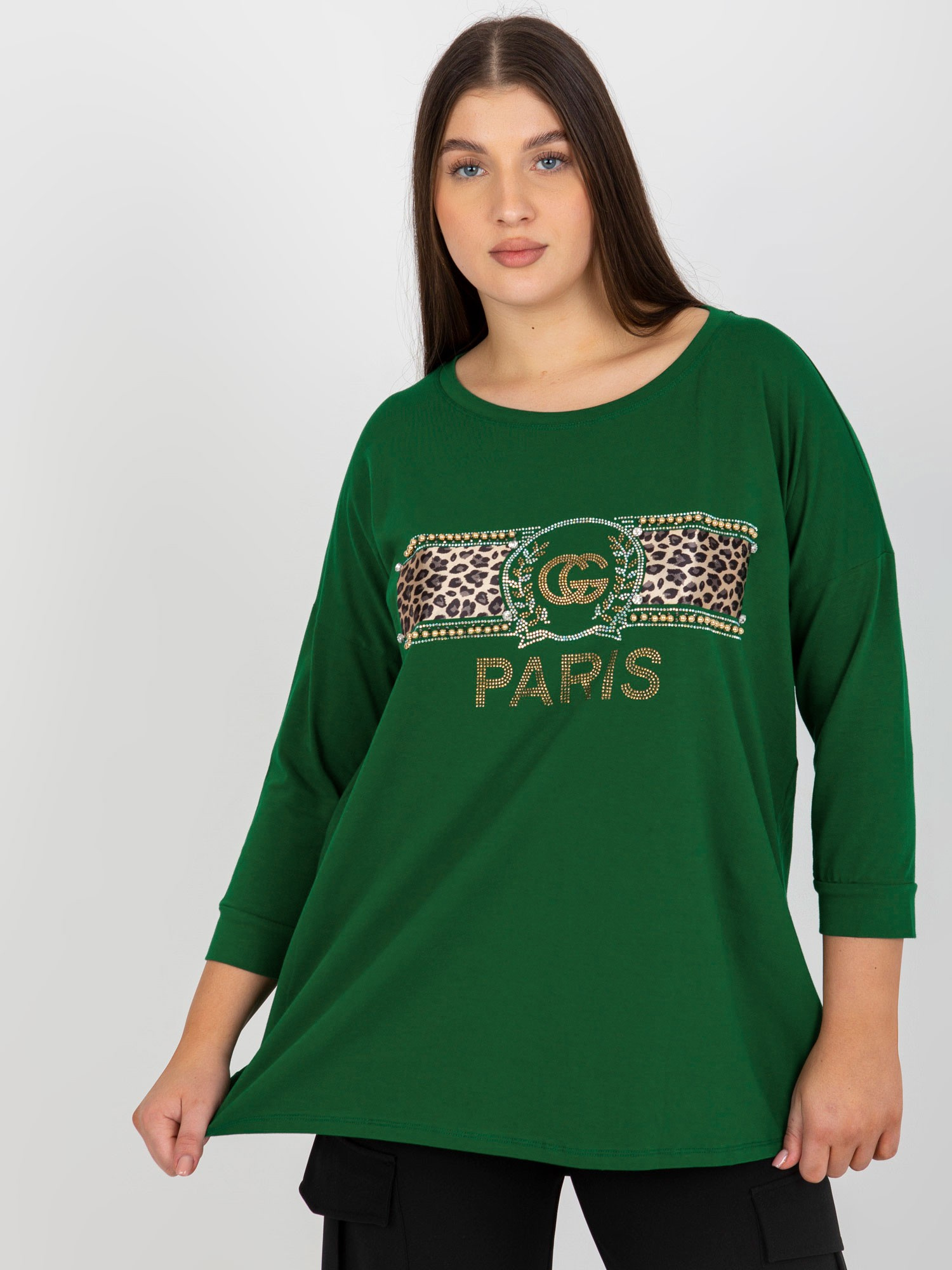 Tmavozelené tričko s potlačou PARIS VI-BZ-2901.49P-dark green Veľkosť: ONE SIZE