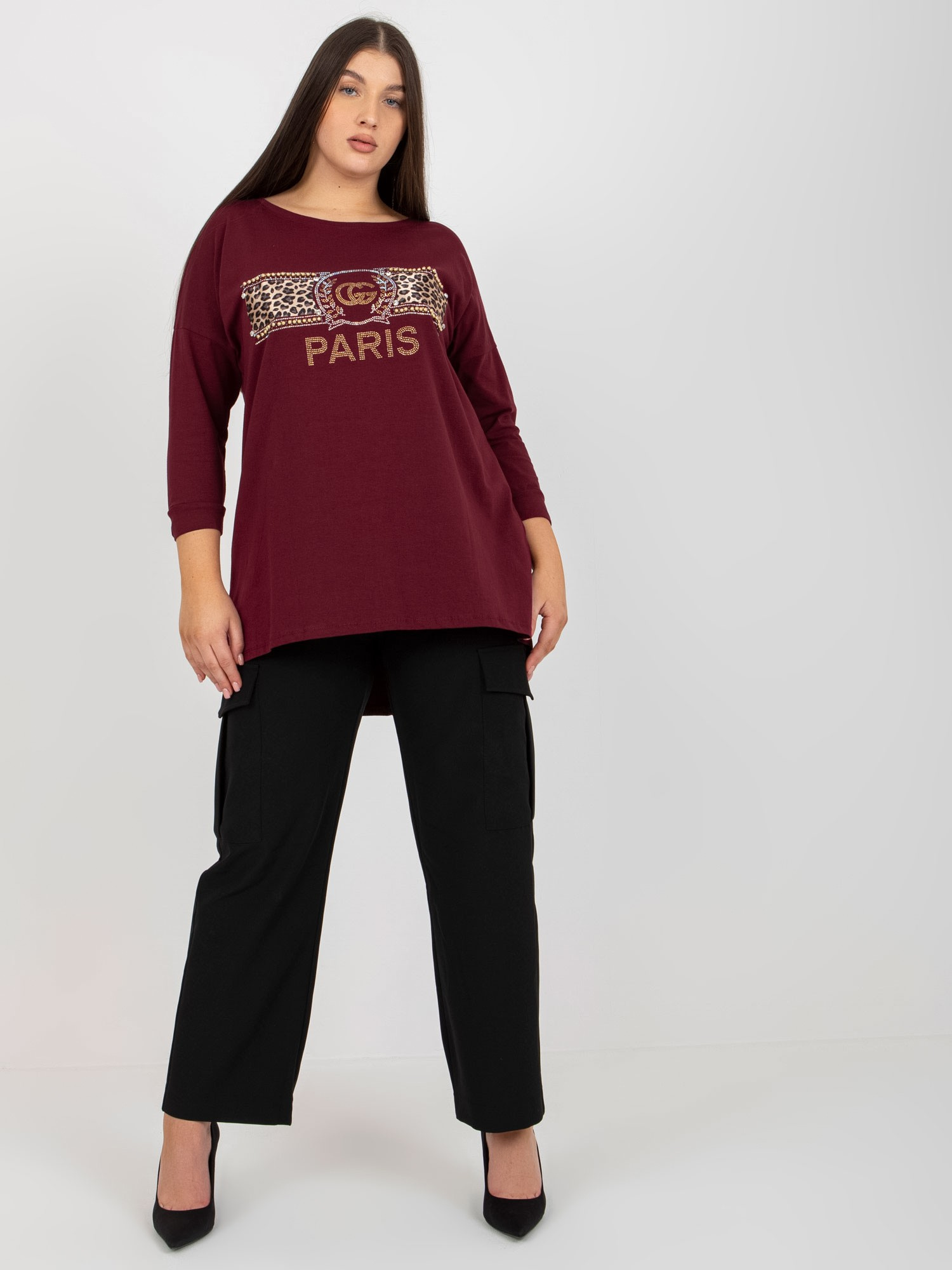 Tmavofialové tričko s potlačou PARIS VI-BZ-2901.49P-dark purple Veľkosť: ONE SIZE
