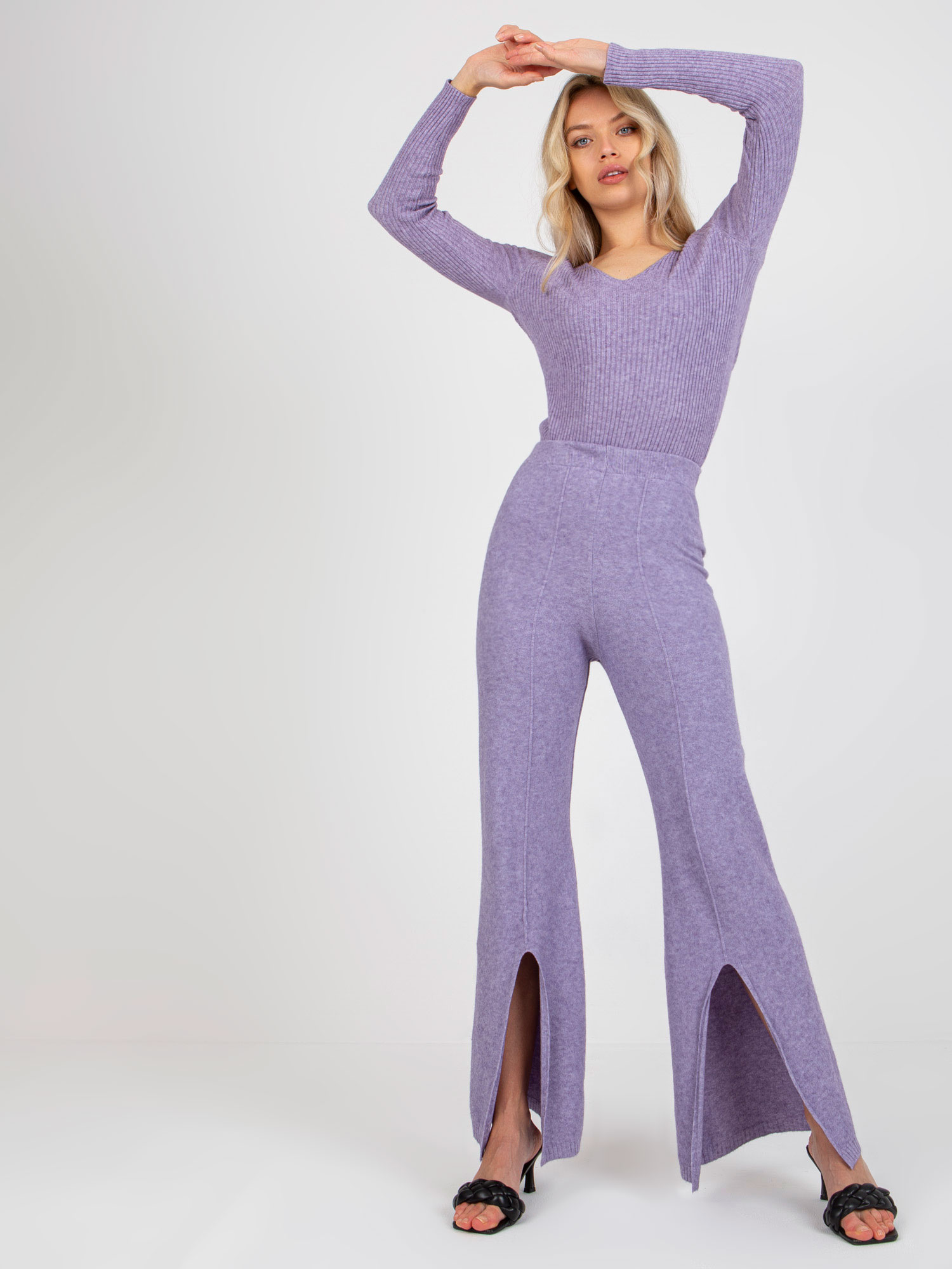 Fialové zvonové nohavice s rozparkom VI-SP-20271.97-purple Veľkosť: ONE SIZE