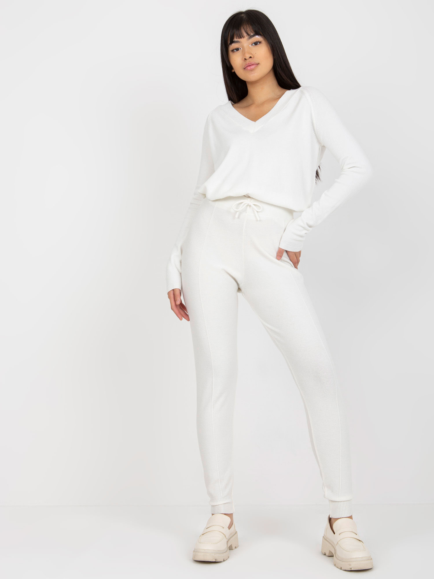 Smotanové pletené nohavice -VI-SP-20281.40P-ecru Veľkosť: ONE SIZE