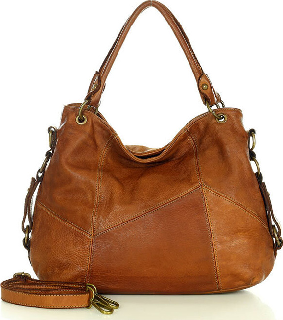 MARCO MAZZINI Karamelová ručne šitá shopper bag (v136a) Veľkosť: ONE SIZE