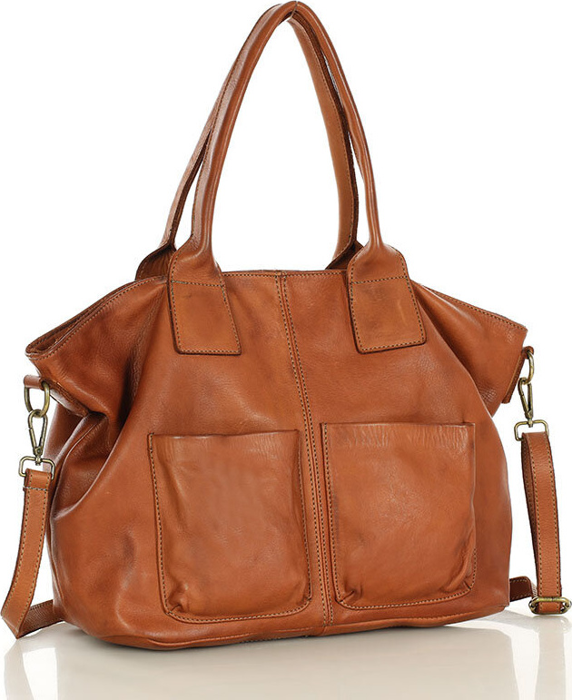 Hnedá kožená priestranná shopper kabelka MARCO MAZZINI (v169b) Veľkosť: ONE SIZE