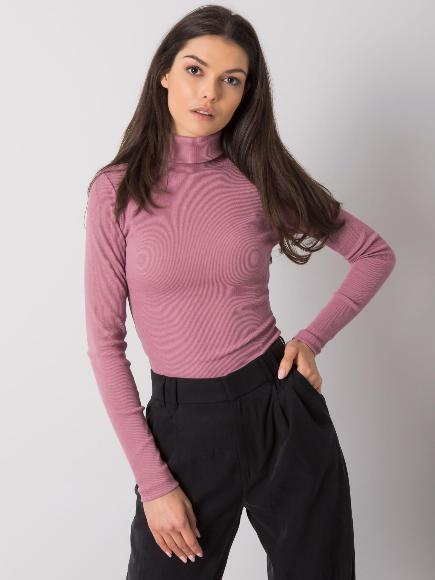 Tmavo ružový dámsky rebrovaný rolák RV-BZ-7182.01P-pink Veľkosť: S/M