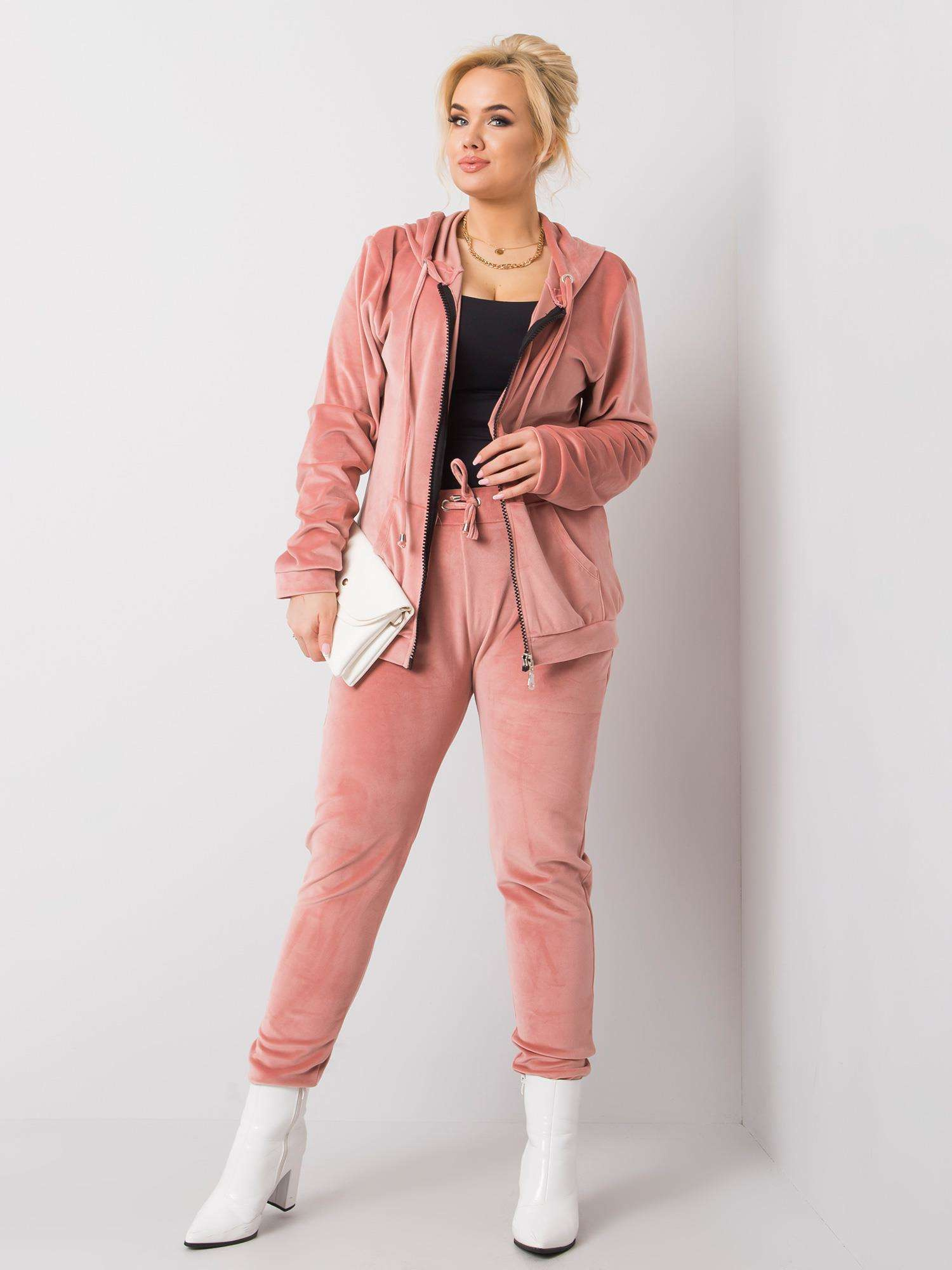 Ružová dámska tepláková súprava -RV-KMPL-5961.18X-pink Veľkosť: 4XL