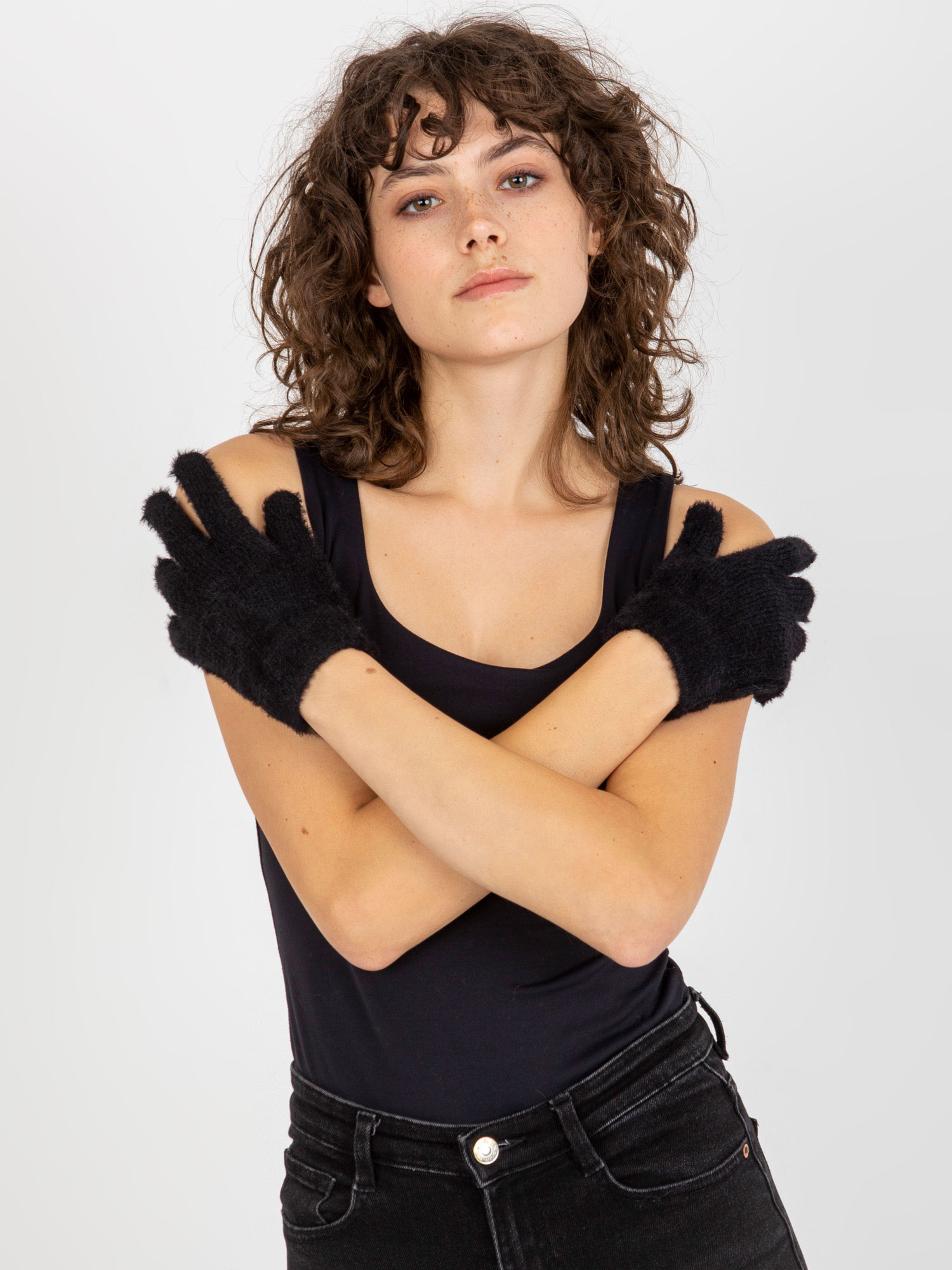 Čierne hebké rukavice -AT-RK-ST-59.34-black Veľkosť: ONE SIZE