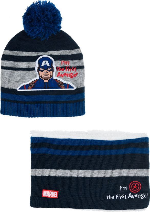 Pruhovaný set čiapky a nákrčníka Captain America Veľkosť: 52