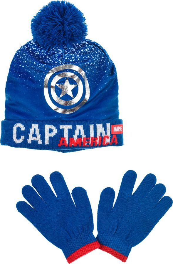 Modrý chlapčenský set čiapky a rukavíc - Captain America Veľkosť: 54