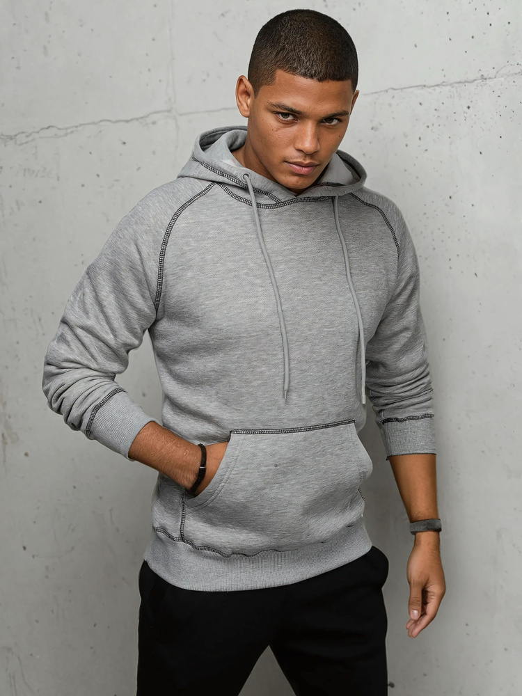 Sivá originálna mikina s kapucňou BX5514 Veľkosť: M