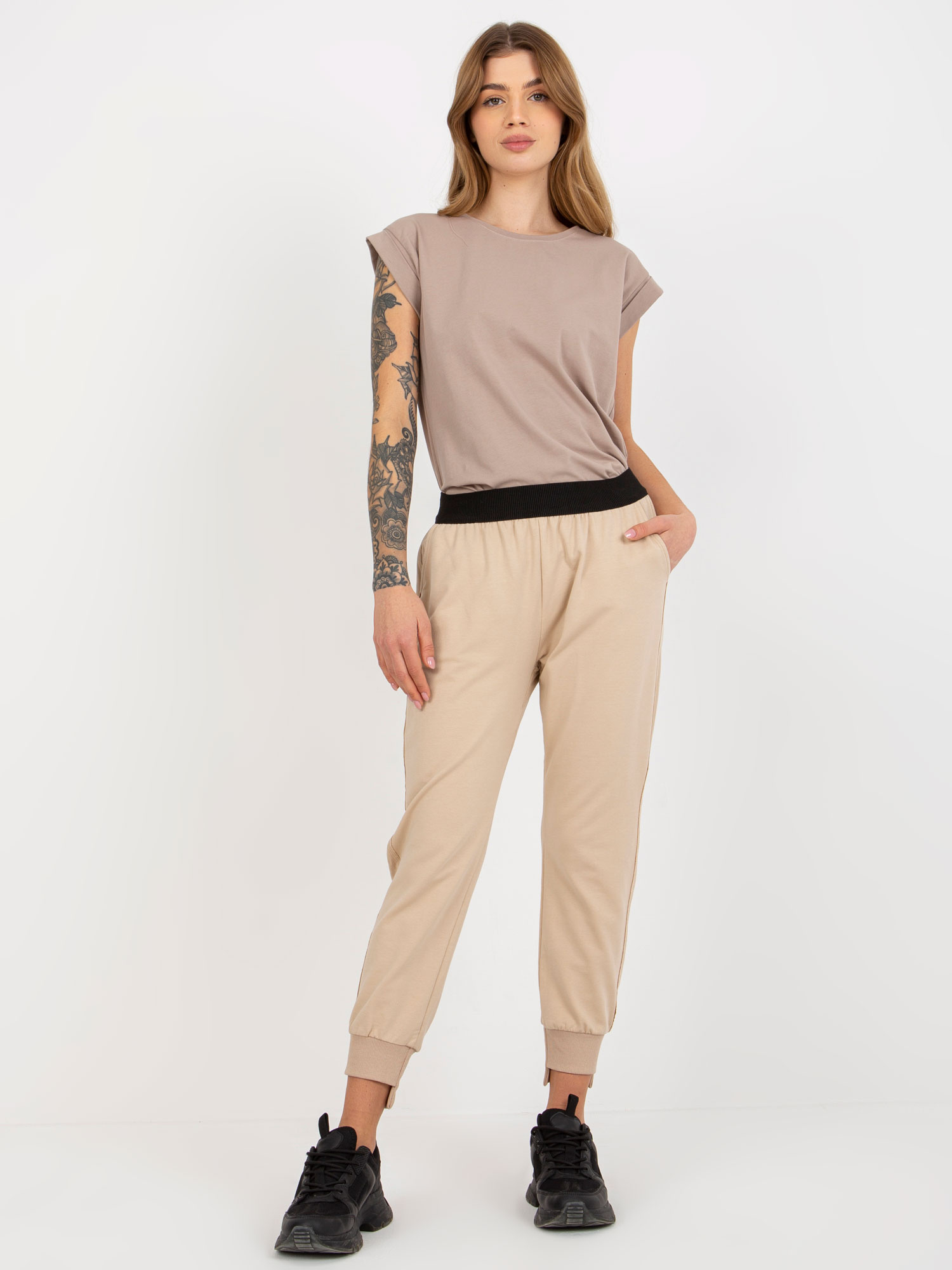Béžové štýlové tepláky EM-DR-635.11-beige Veľkosť: S/M
