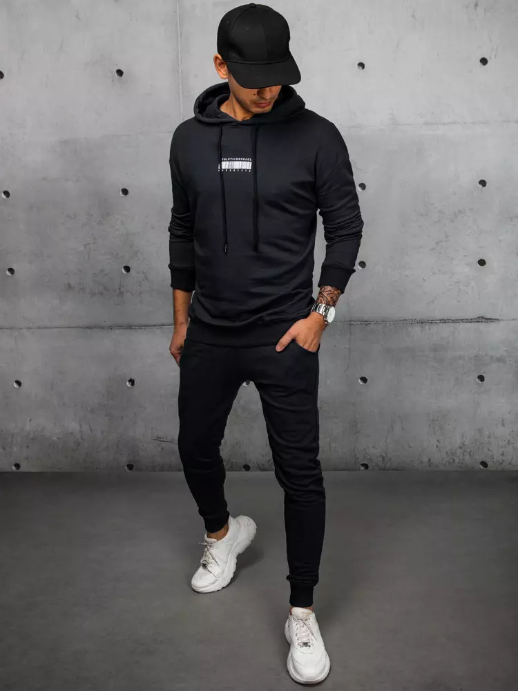 Čierna teplákovka s potlačou na chrbte AX0685 Veľkosť: M