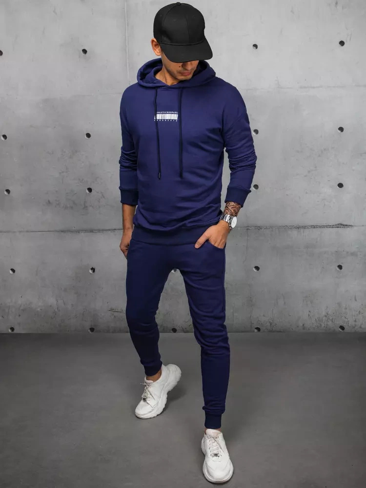 Tmavomodrá teplákovka s potlačou na chrbte AX0687 Veľkosť: M