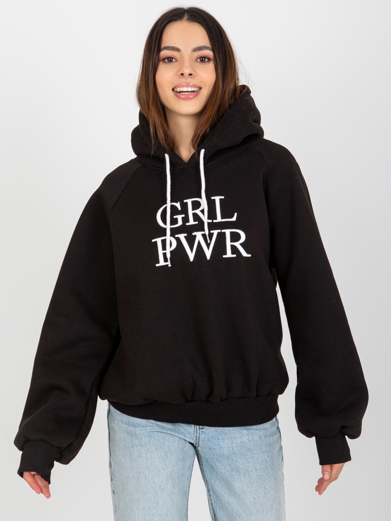 Čierna zateplená mikina Debby EM-BL-651-2.14X-black Veľkosť: ONE SIZE