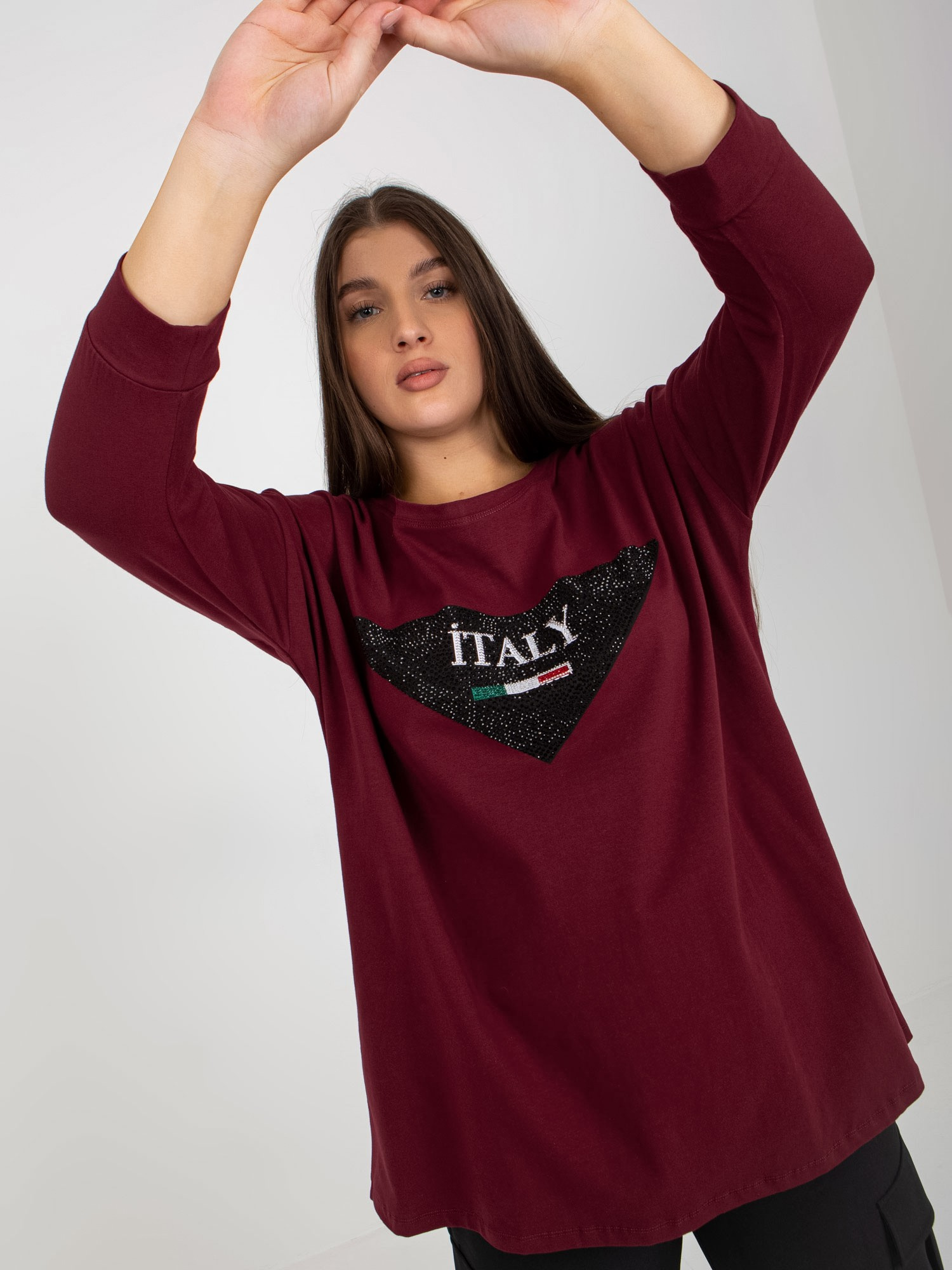 Vínové tričko s aplikáciou Italy -VI-BZ-2911.82P-bordeaux Veľkosť: ONE SIZE