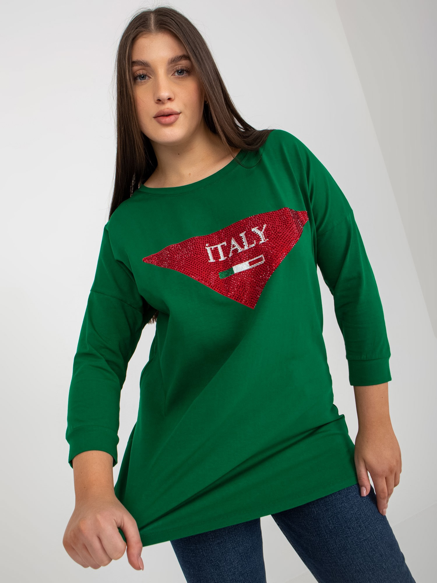 Zelené tričko s aplikáciou Italy -VI-BZ-2911.82P-green Veľkosť: ONE SIZE
