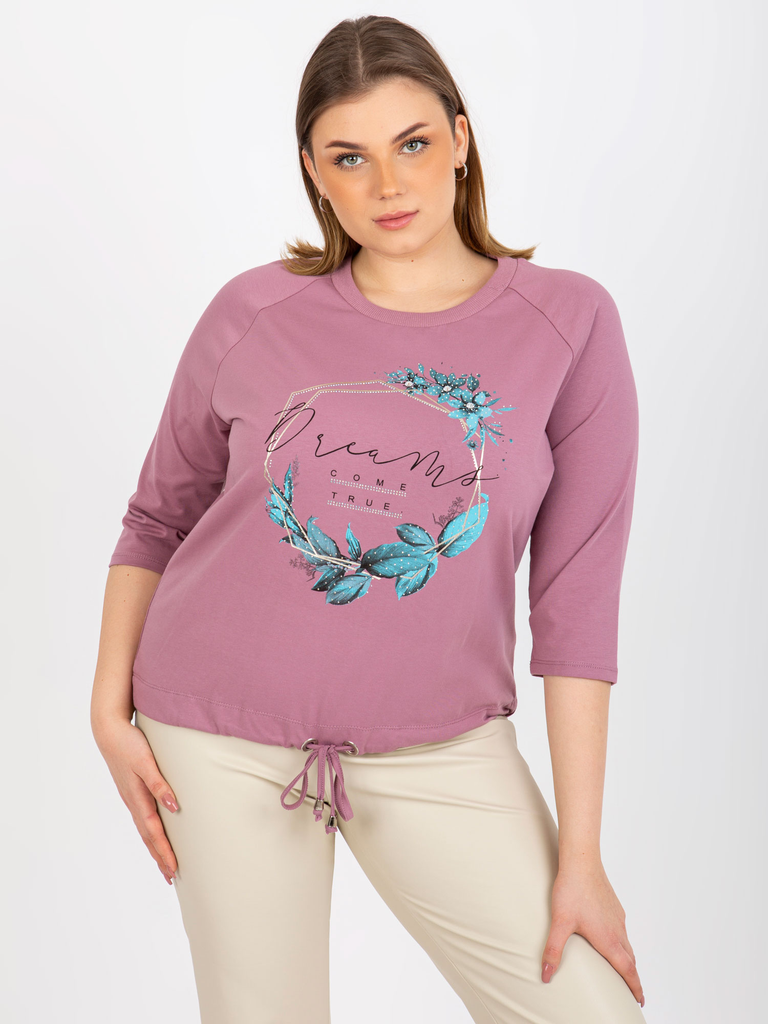 Ružové tričko s potlačou Dreams come true -RV-BZ-8458.01P-pink Veľkosť: ONE SIZE