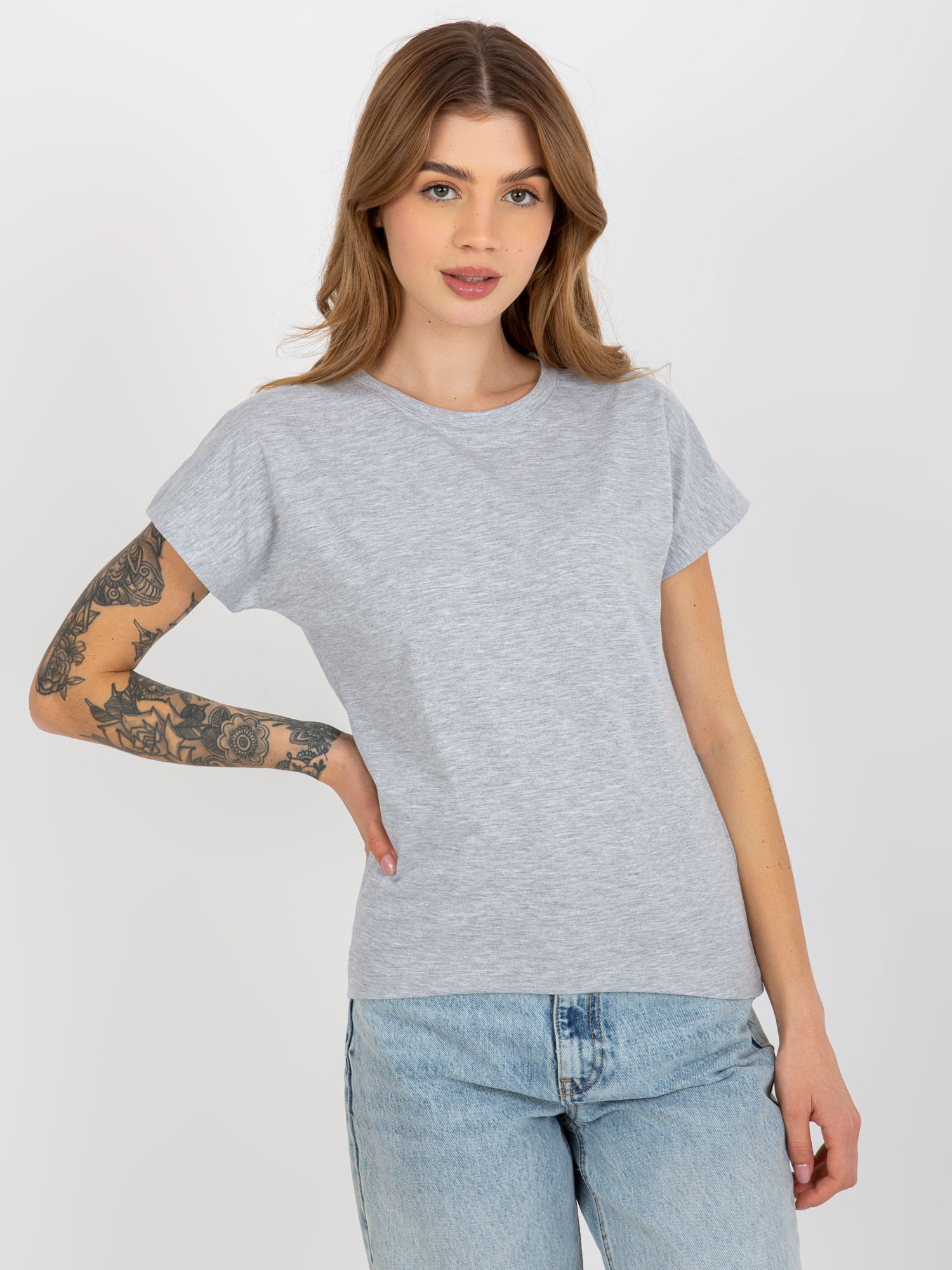 Svetlosivé tričko s krátkymi rukávmi VI-TS-034.06-grey Veľkosť: XL