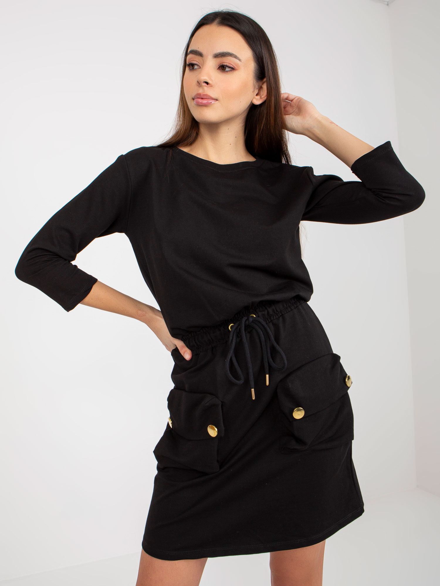 Čierne dámske športové mini šaty TW-SK-OB-037.20-black Veľkosť: M