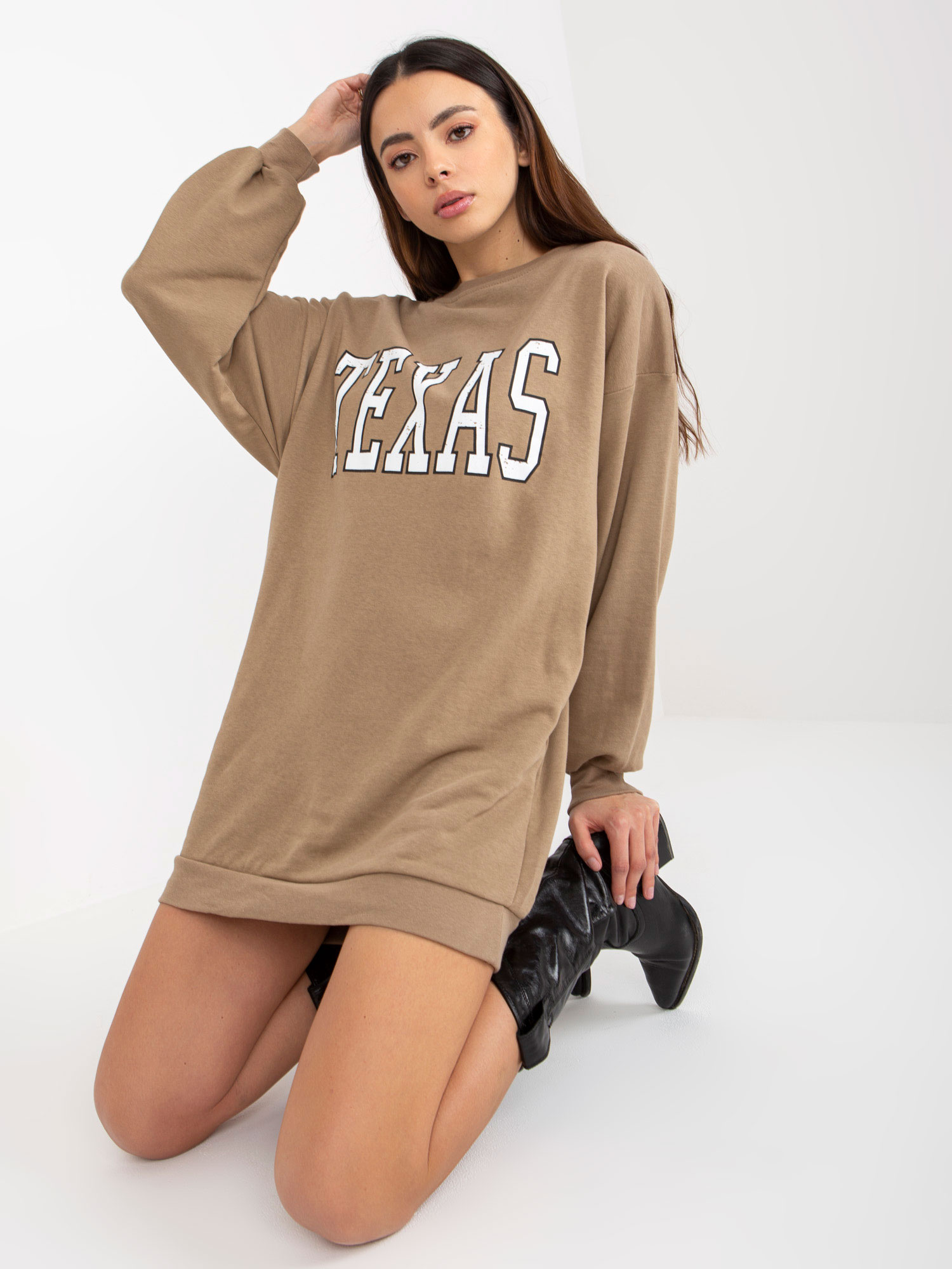Tmavobéžová tunika TEXAS -EM-BL-U719.82P-dark beige Veľkosť: ONE SIZE