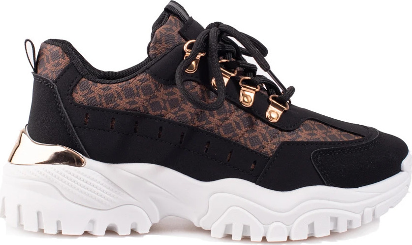 Sneakersy dámske Shelovet - čierne so vzorom JF2985B Veľkosť: 36