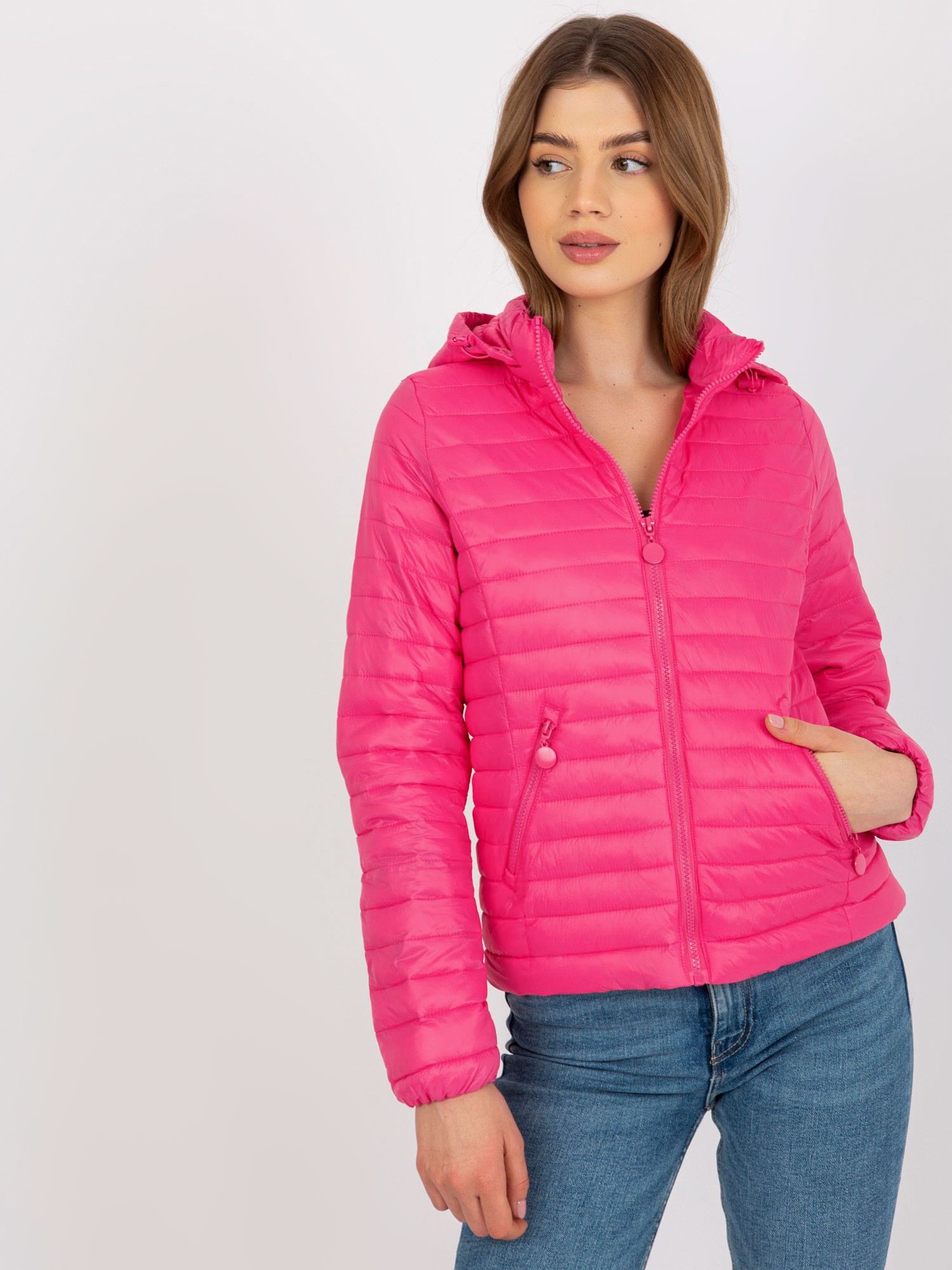 RUŽOVÁ PREŠÍVANÁ PRECHODNÁ BUNDA -NM-KR-H-1117.95P-PINK Veľkosť: XL