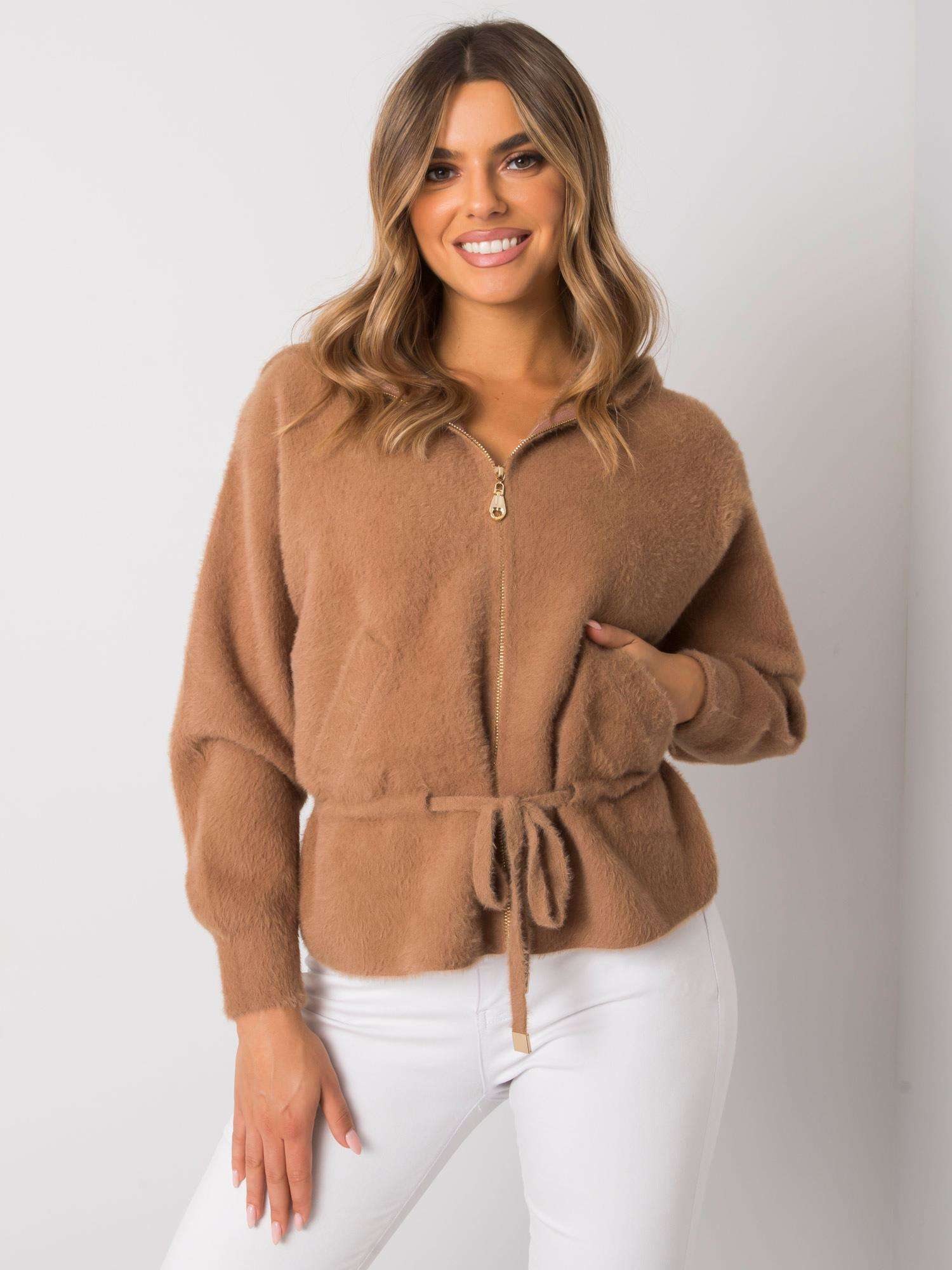 TMAVOBÉŽOVÁ MIKINA KEILANI -MBM-KR-1605.98P-DARK BEIGE Veľkosť: ONE SIZE