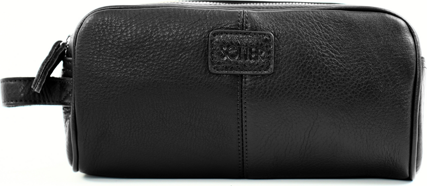 Kozmetická kožená čierna taška SOLIER (SK02 BLACK) Veľkosť: ONE SIZE