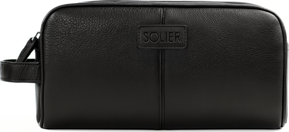 Kozmetická kožená čierna taška SOLIER (SK02 BLACK) Veľkosť: ONE SIZE