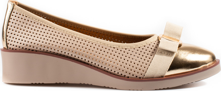 Perforované balerínky Potocki na kline - zlaté 23-12037GO Veľkosť: 37