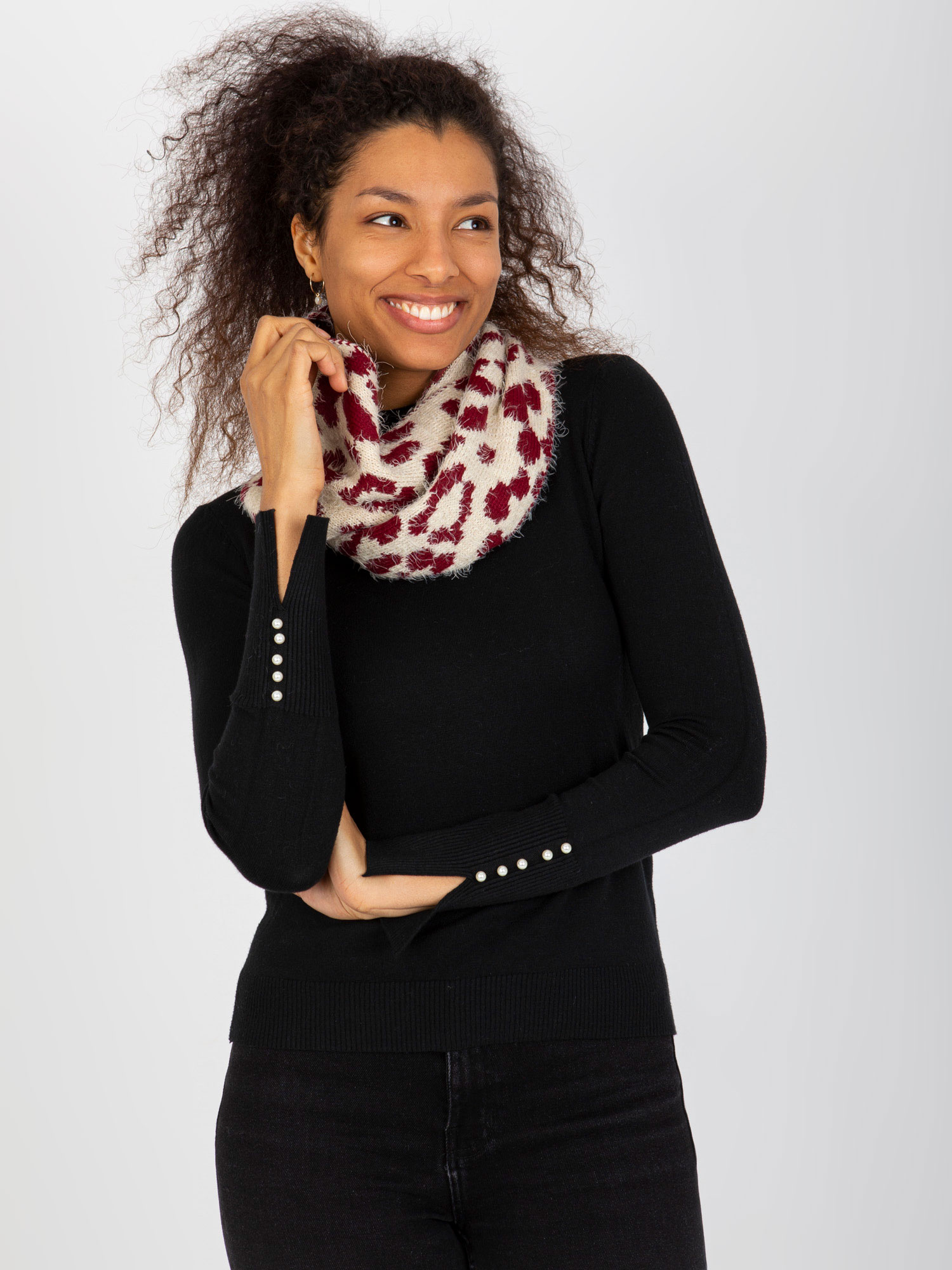 Svetlobéžový komínový šál so vzorom AT-KM-ENEC-B63-1.44P-light beige Veľkosť: ONE SIZE