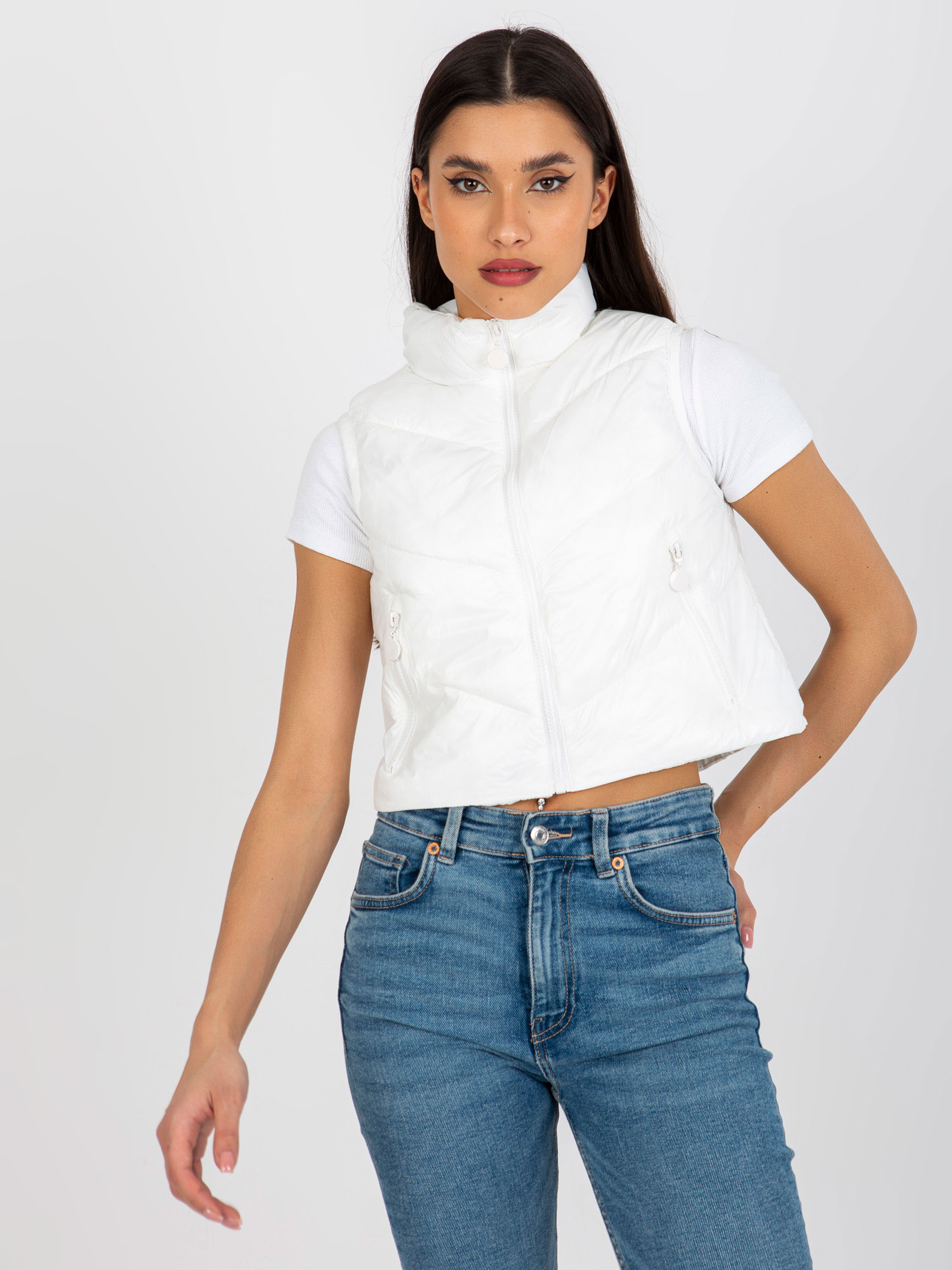 Smotanová krátka prešívaná vesta NM-KZ-H-908.39P-ecru Veľkosť: XL