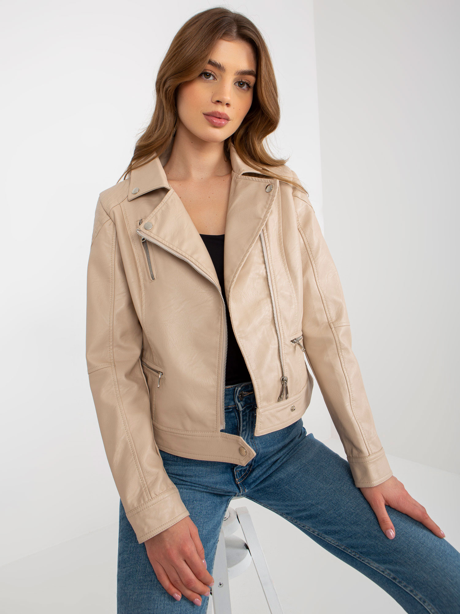 BÉŽOVÁ KOŽENKOVÁ BUNDA NM-DE-KR-HG-2888.11-BEIGE Veľkosť: XL