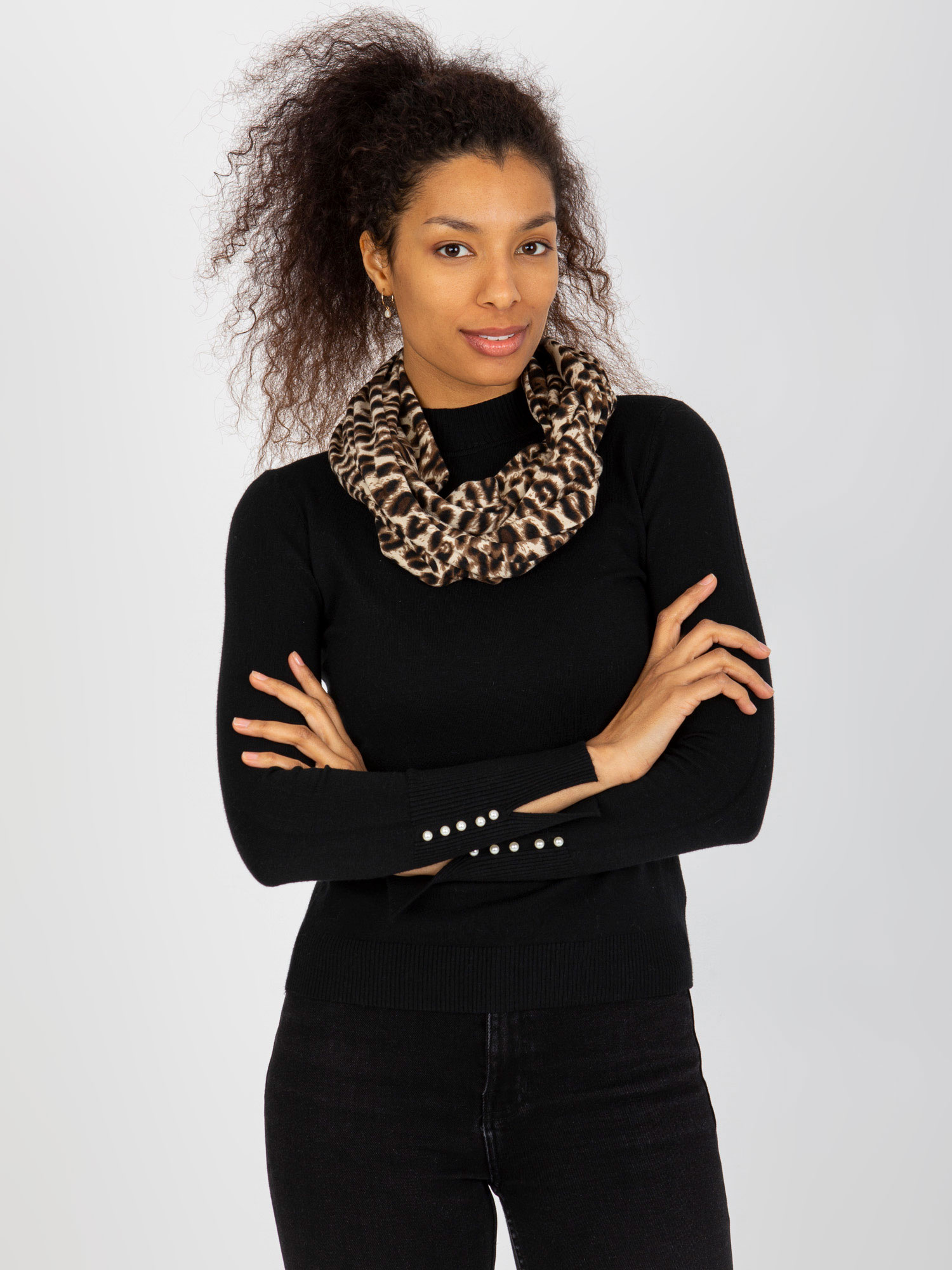 Béžová leopardia šatka AT-KM-FC-2.02-beige Veľkosť: ONE SIZE