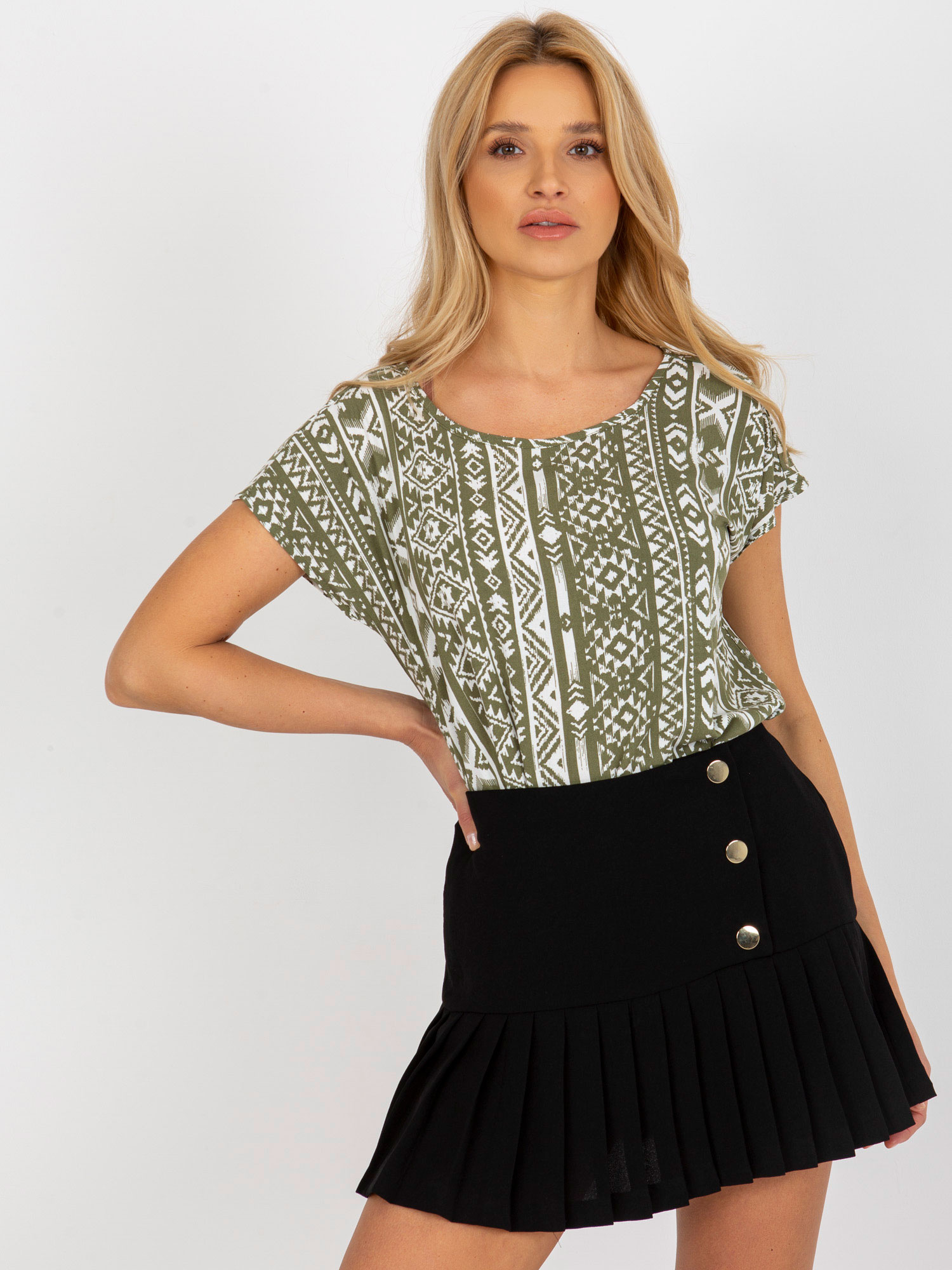 Khaki tričko so vzorom D73771R10978P-khaki Veľkosť: S