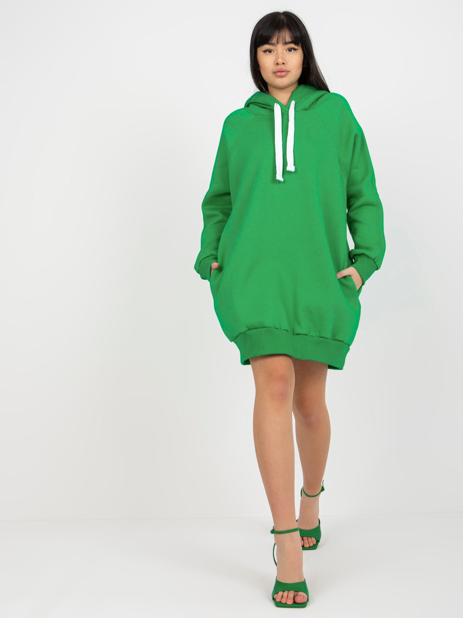 Zelená dlhá mikina s kapucňou EM-BL-695.25X-green Veľkosť: ONE SIZE