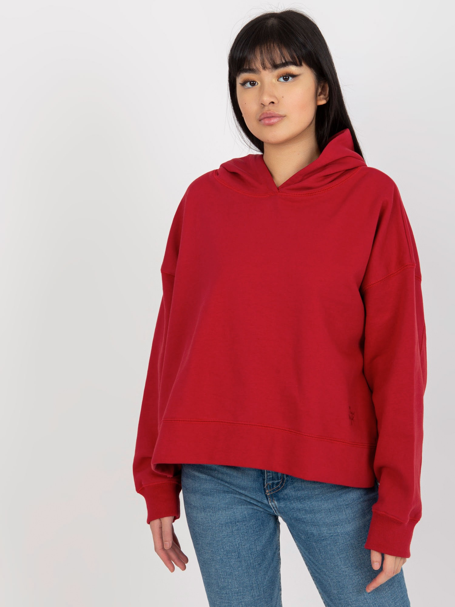 Tmavočervená krátka mikina s kapucňou TW-BL-2002.11-dark red Veľkosť: S/M