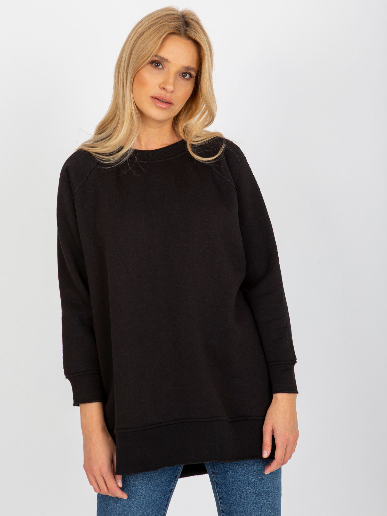 Čierna dlhá basic mikina EM-BL-711-1.03X-black Veľkosť: ONE SIZE