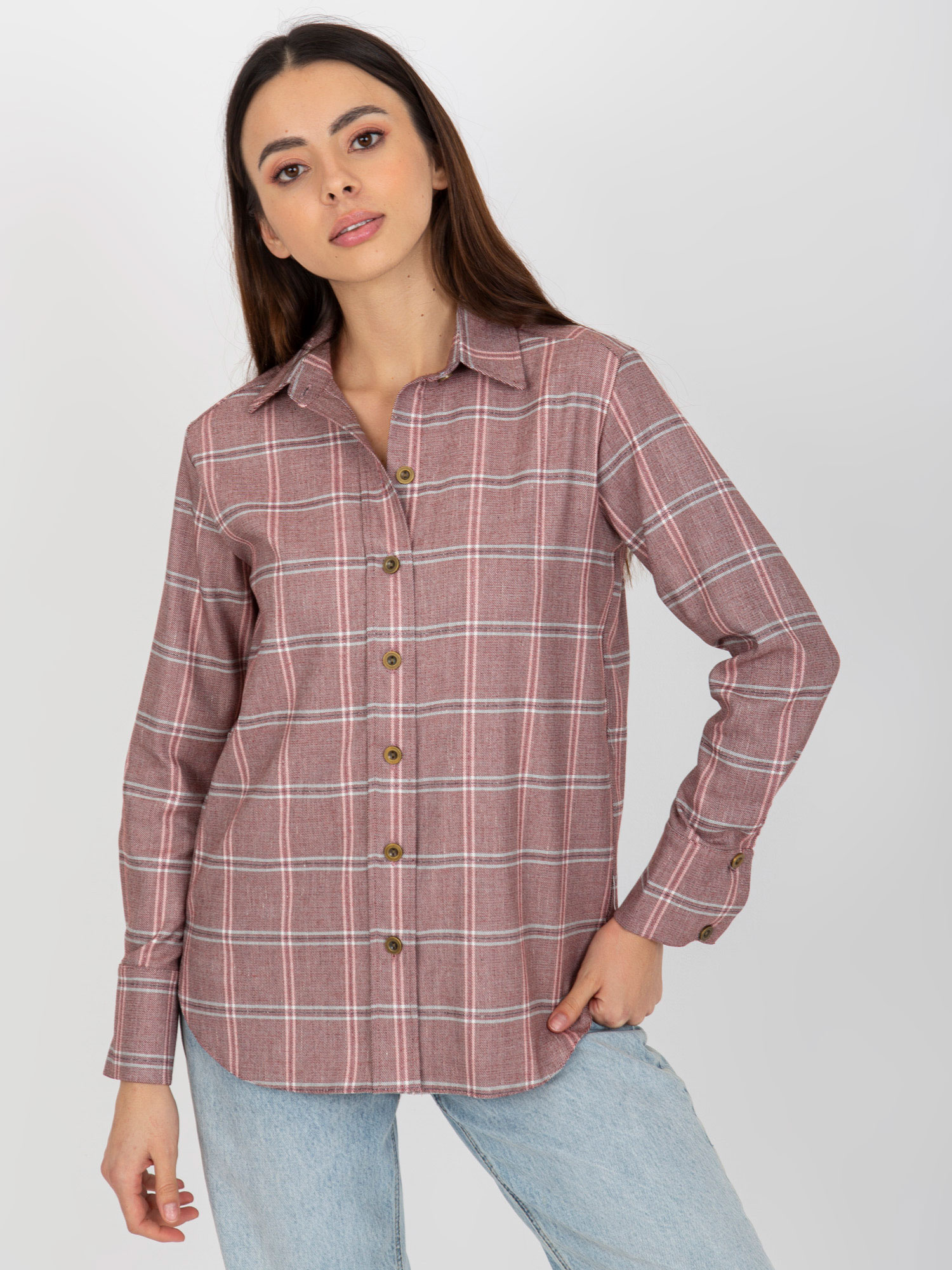 Tmavoružová károvaná košeľa LK-KS-508770.49P-dark pink Veľkosť: 36