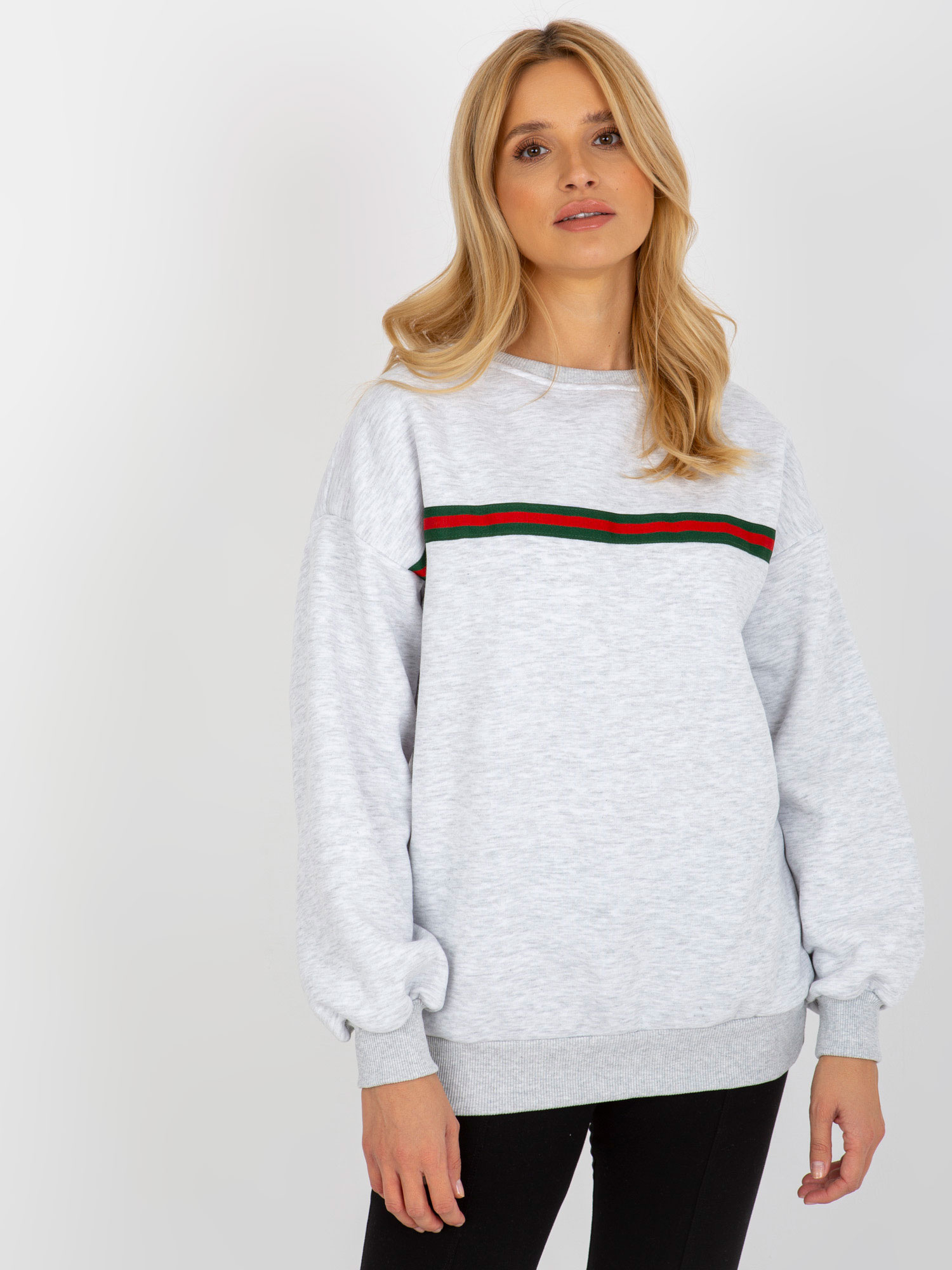 Svetlosivá mikina s tenkým prúžkom -EM-BL-760.01-light grey Veľkosť: ONE SIZE