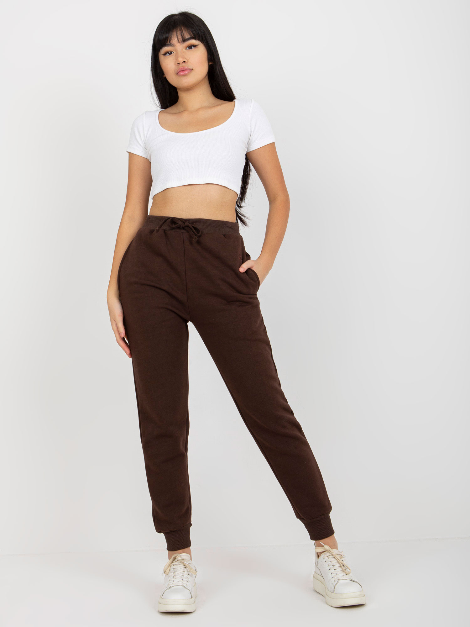 Tmavohnedé úzke tepláky TW-SP-2003.02-dark brown Veľkosť: M