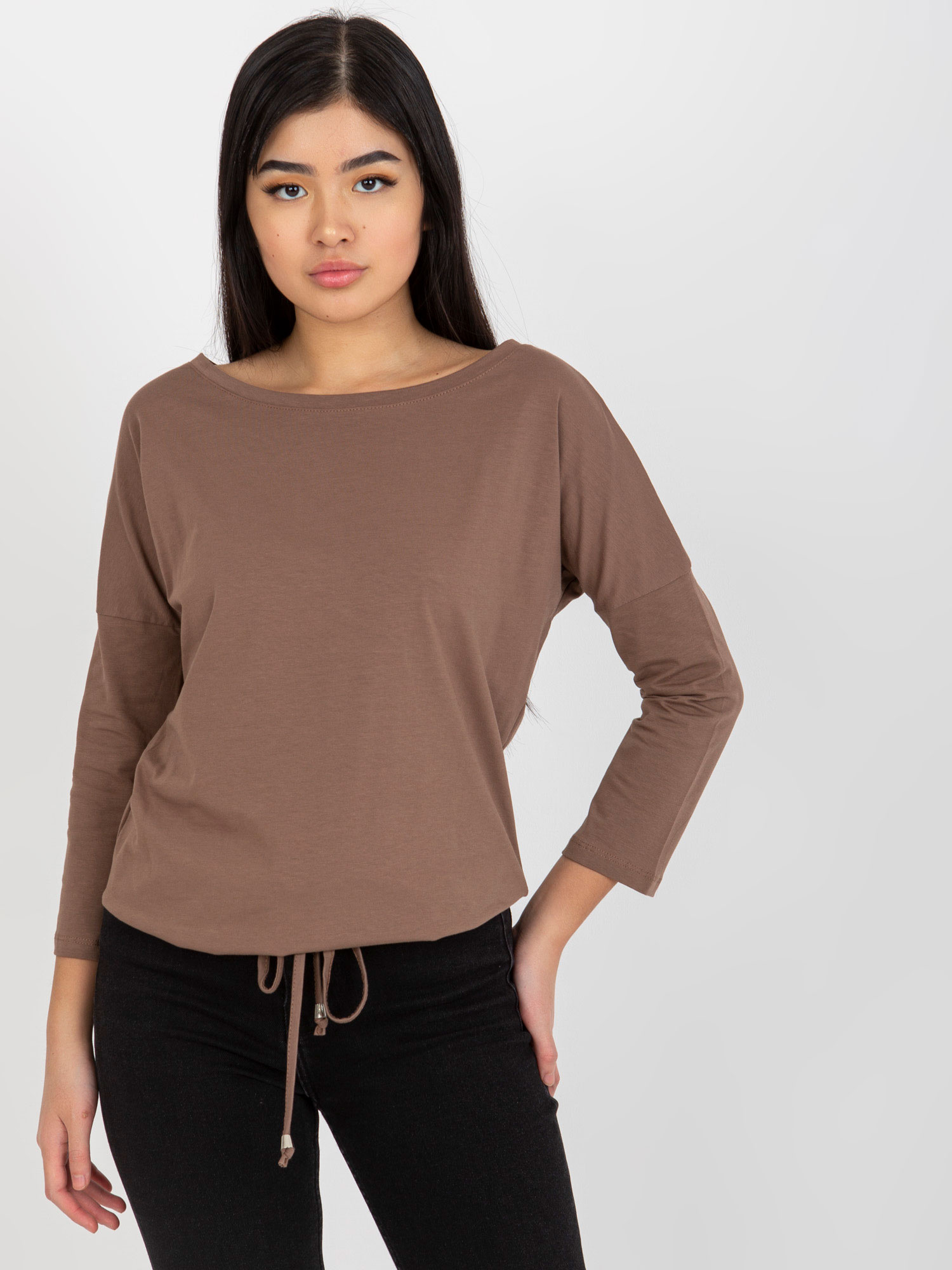 Hnedá jednofarebná blúzka RV-BZ-4691.26-brown Veľkosť: XL
