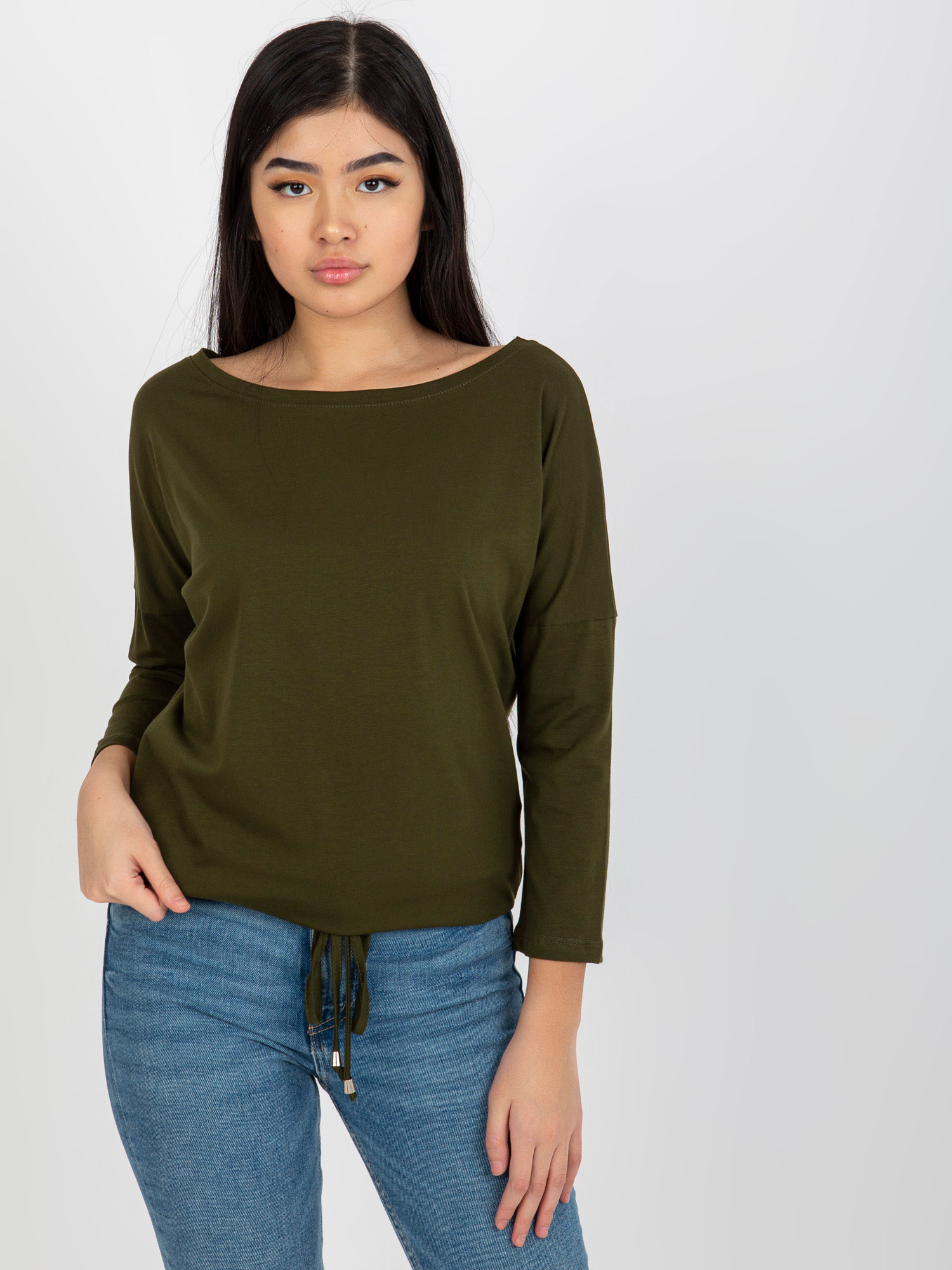 Khaki jednofarebná blúzka RV-BZ-4691.10X-khaki Veľkosť: M