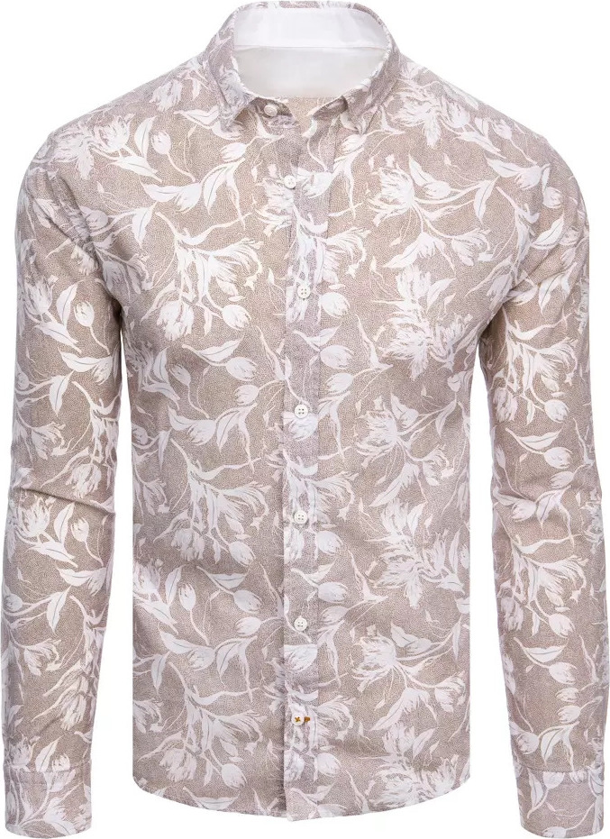 Béžová vzorovaná košeľa DX2265 Veľkosť: 2XL