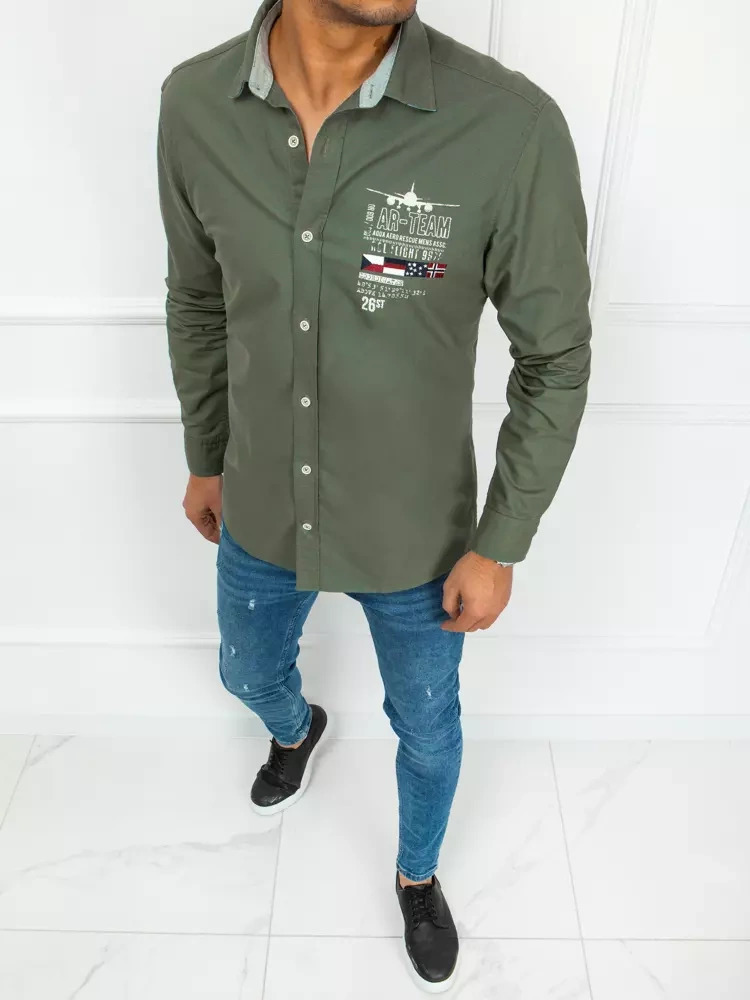 Khaki košeľa s potlačou DX2275 Veľkosť: M