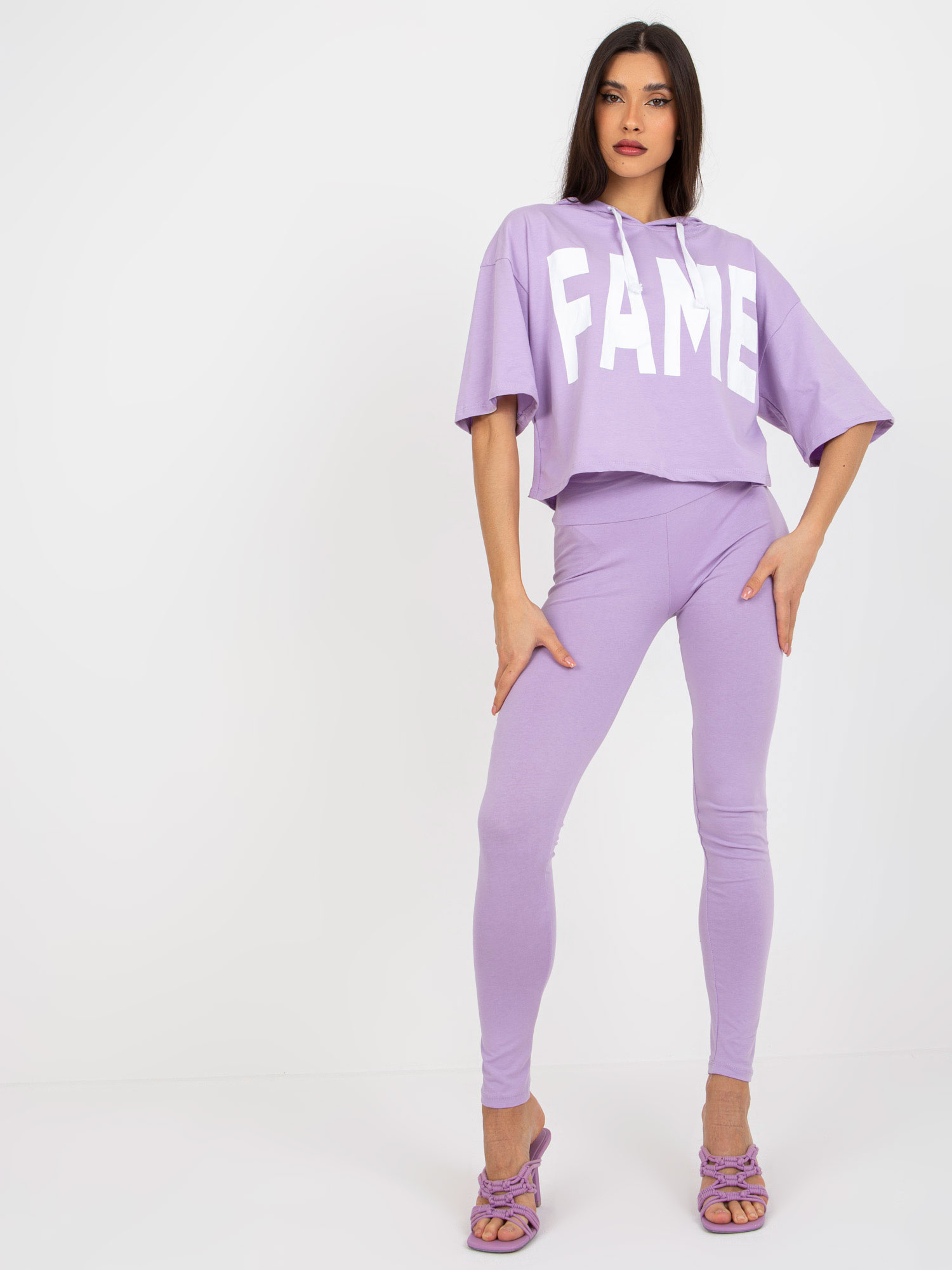 Svetlofialový športový komplet mikiny a legín EM-KMPL-735.10-light purple Veľkosť: ONE SIZE