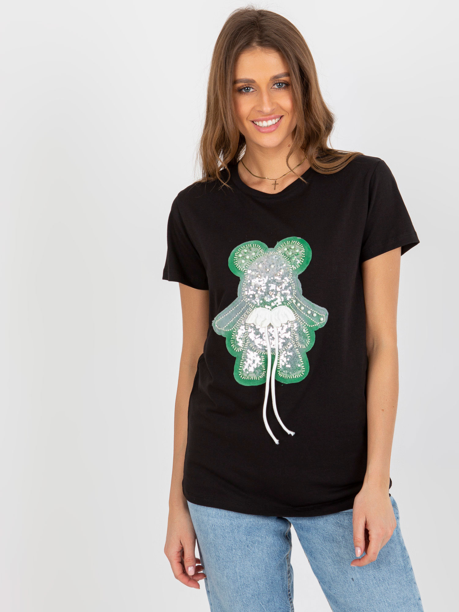 Čierno-zelené tričko s aplikáciou FA-TS-8500.19P-black-green Veľkosť: ONE SIZE