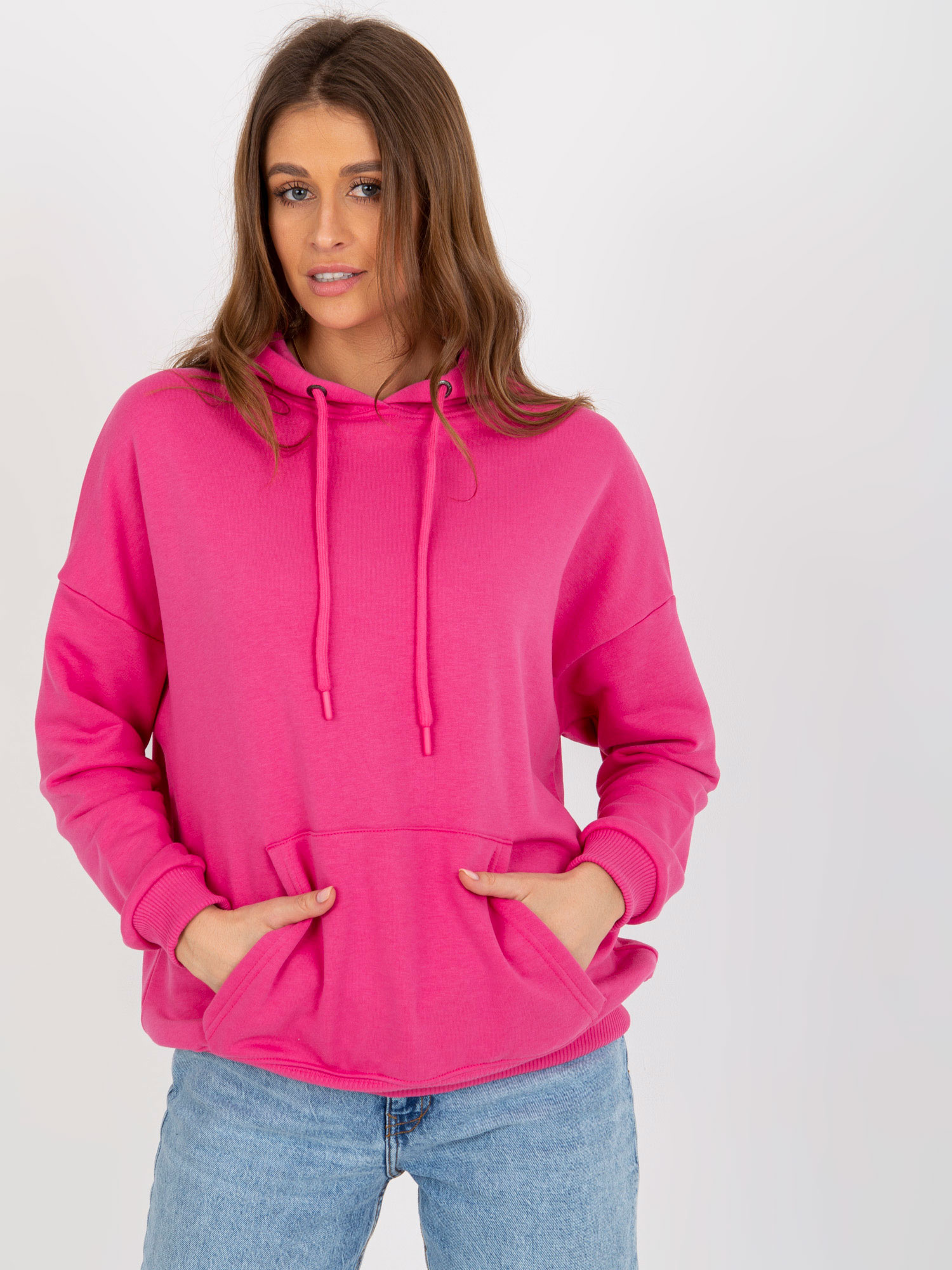 Fuchsiová mikina s kapucňou a klokaním vreckom MA-BL-2210024.34P-fuchsia Veľkosť: S