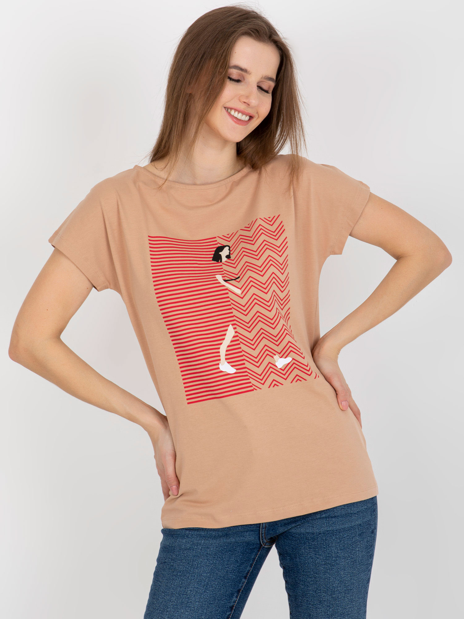 Svetlohnedé tričko s potlačou FA-TS-8406.82P-camel Veľkosť: ONE SIZE