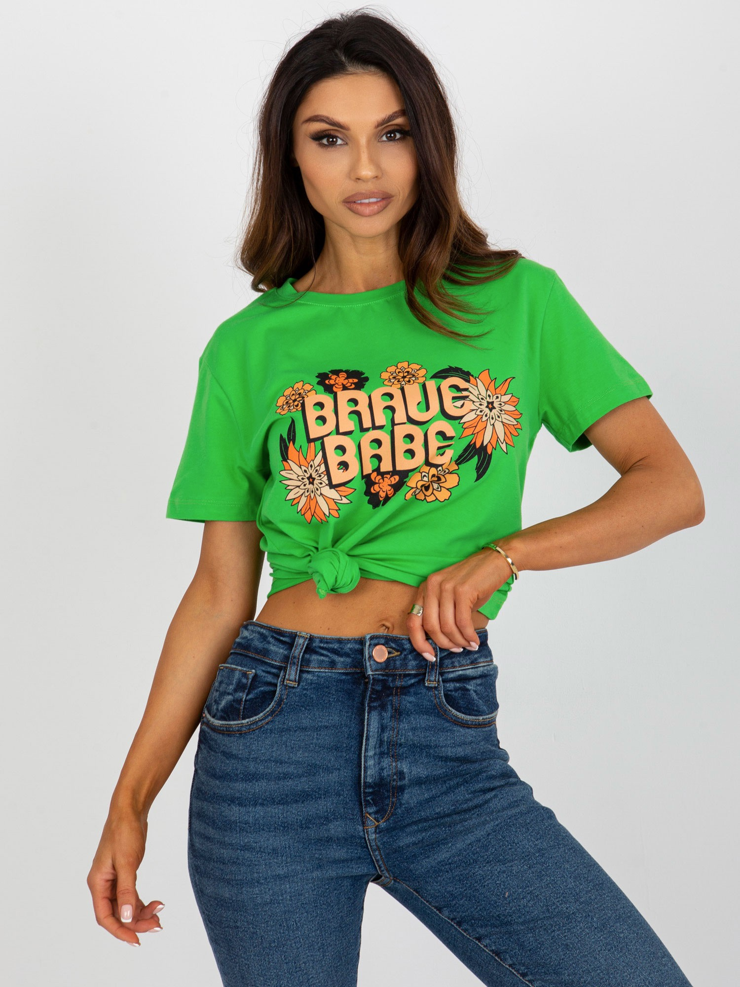 Zelené tričko s nápisom -FA-TS-8385.07-green Veľkosť: ONE SIZE