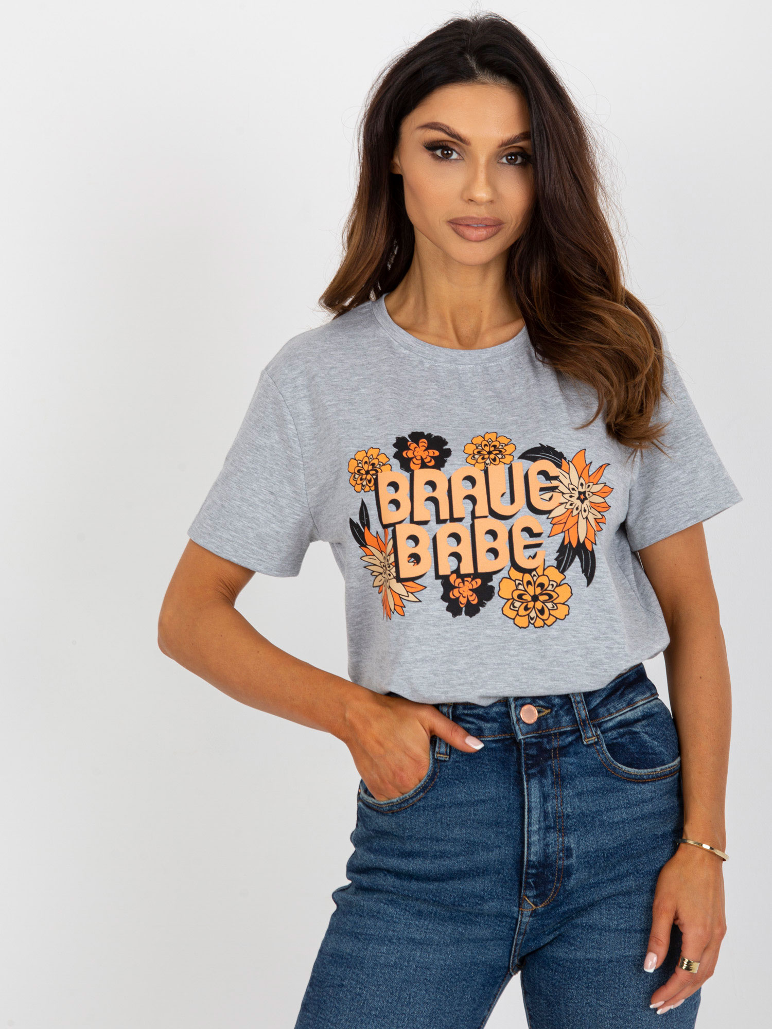 Sivé tričko s nápisom FA-TS-8385.07-grey Veľkosť: ONE SIZE