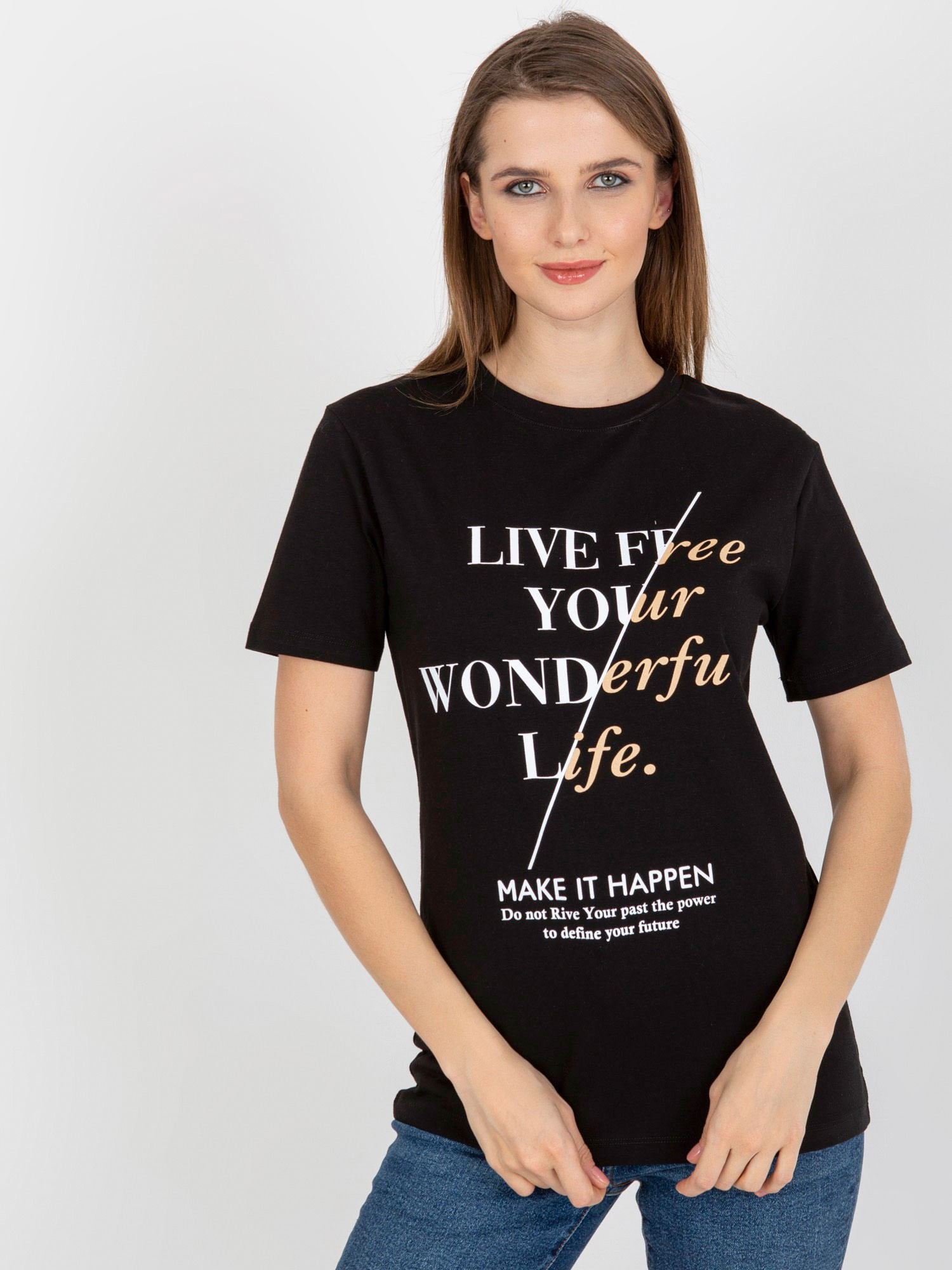 Čierne dámske tričko s nápisom FA-TS-8384.90-black Veľkosť: ONE SIZE